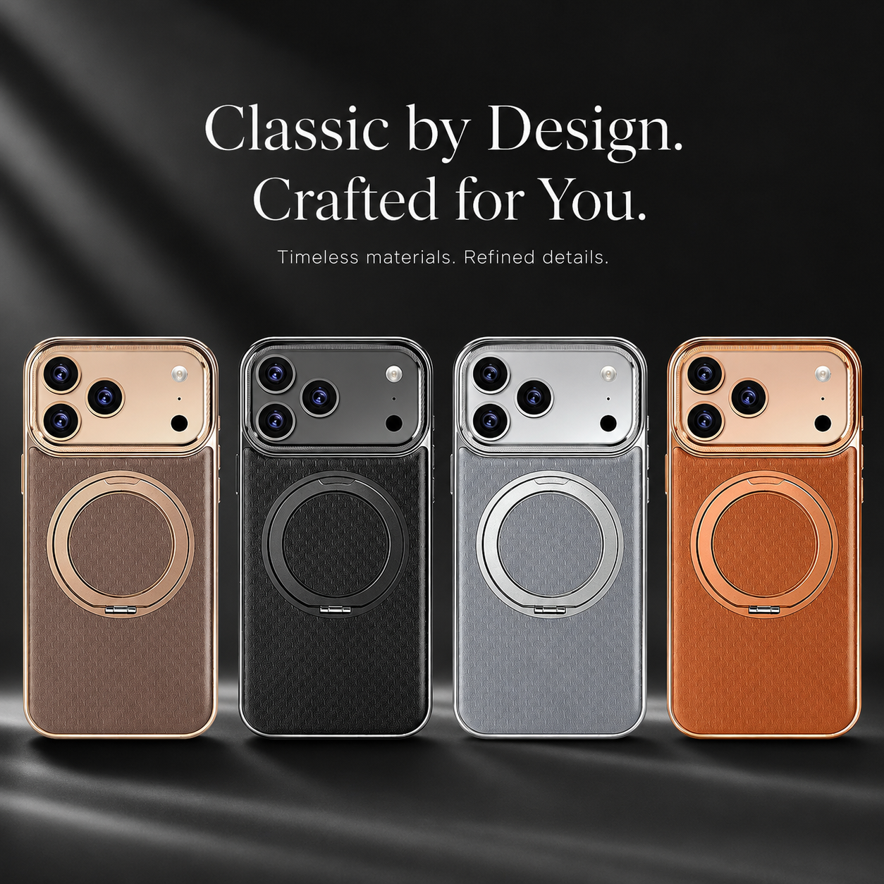 Premium iPhone Case MagSafe Compatible Leather Cover with Rotating Bracket Holder, Diamond Pattern Design, Shockproof Protection and Camera Lens Protection