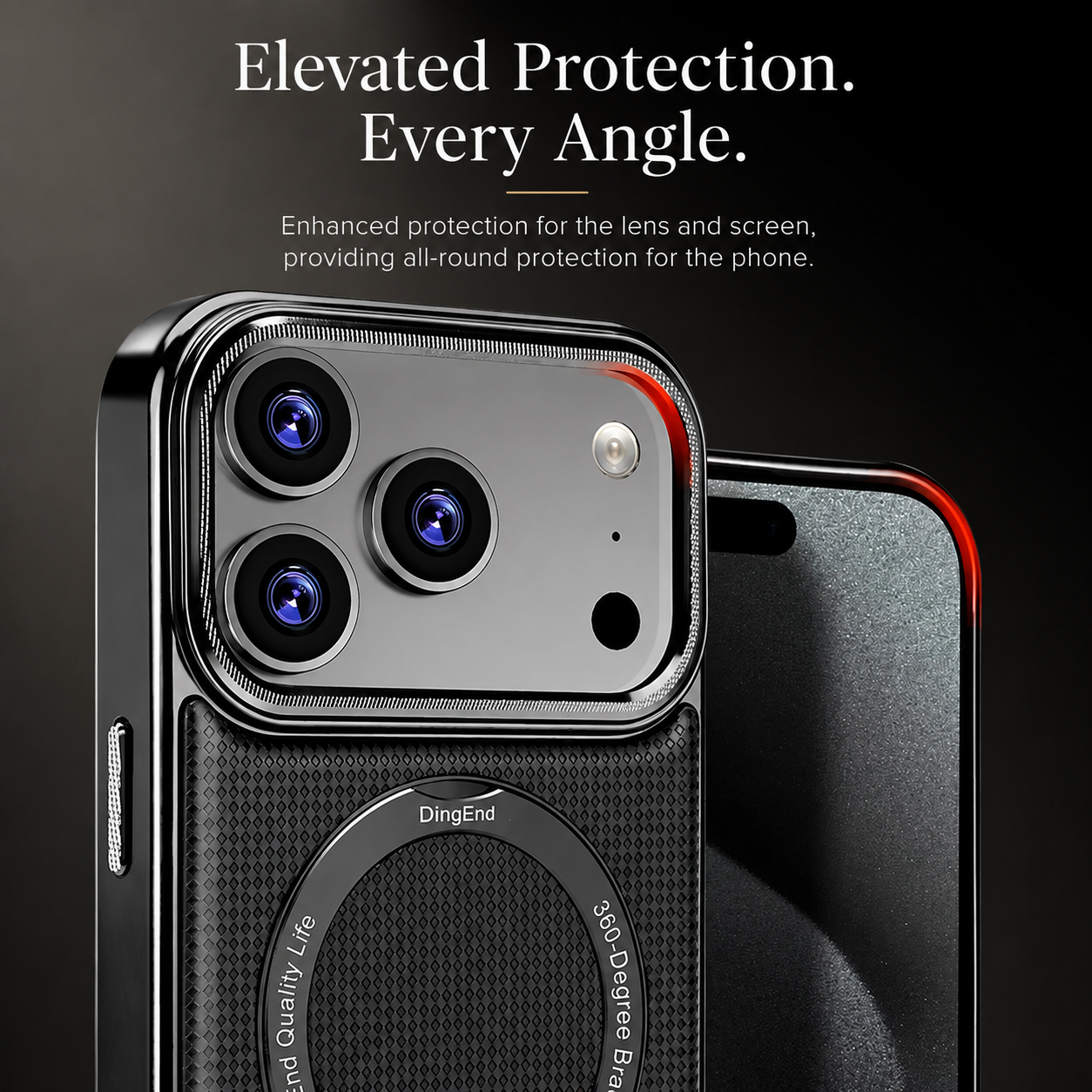 Premium iPhone Case MagSafe Compatible Leather Cover with Rotating Bracket Holder, Diamond Pattern Design, Shockproof Protection and Camera Lens Protection