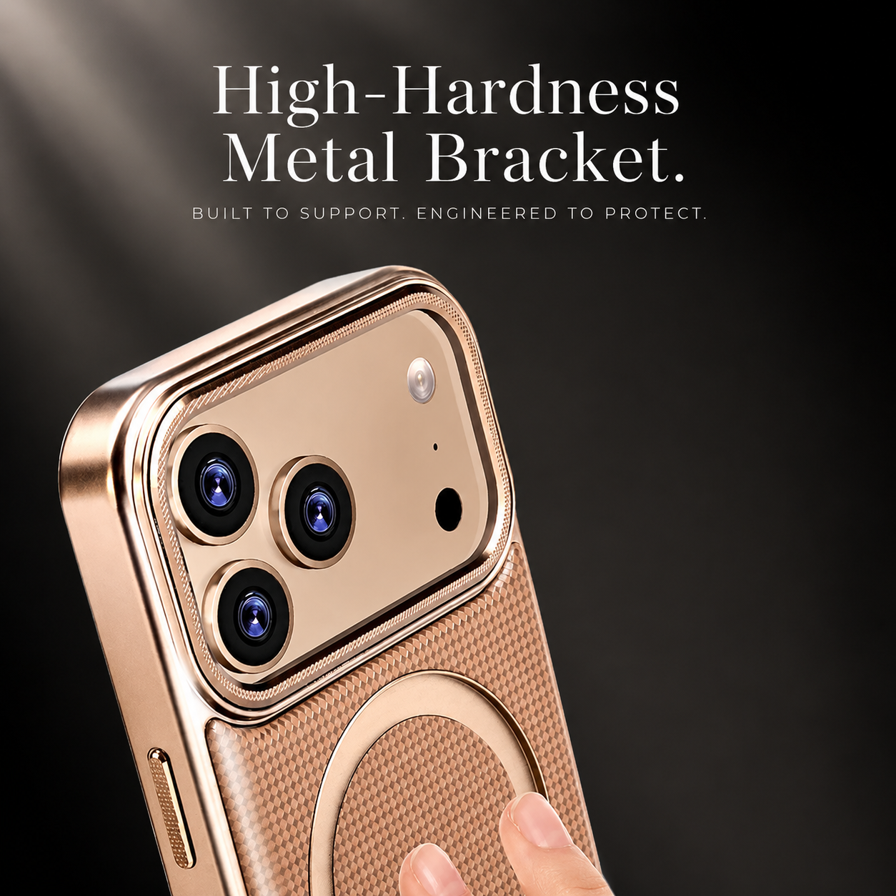 Premium iPhone Case MagSafe Compatible Leather Cover with Rotating Bracket Holder, Diamond Pattern Design, Shockproof Protection and Camera Lens Protection