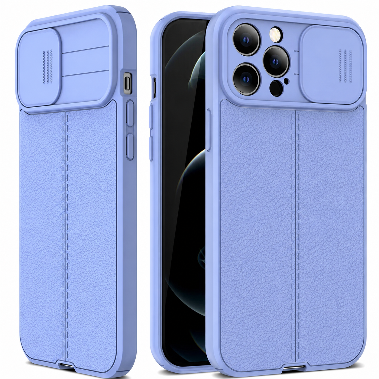 Premium iPhone Case MagSafe Compatible Leather Texture Protective Cover Sliding Camera Cover Camera Lens Protection Shockproof Slim Lightweight Design