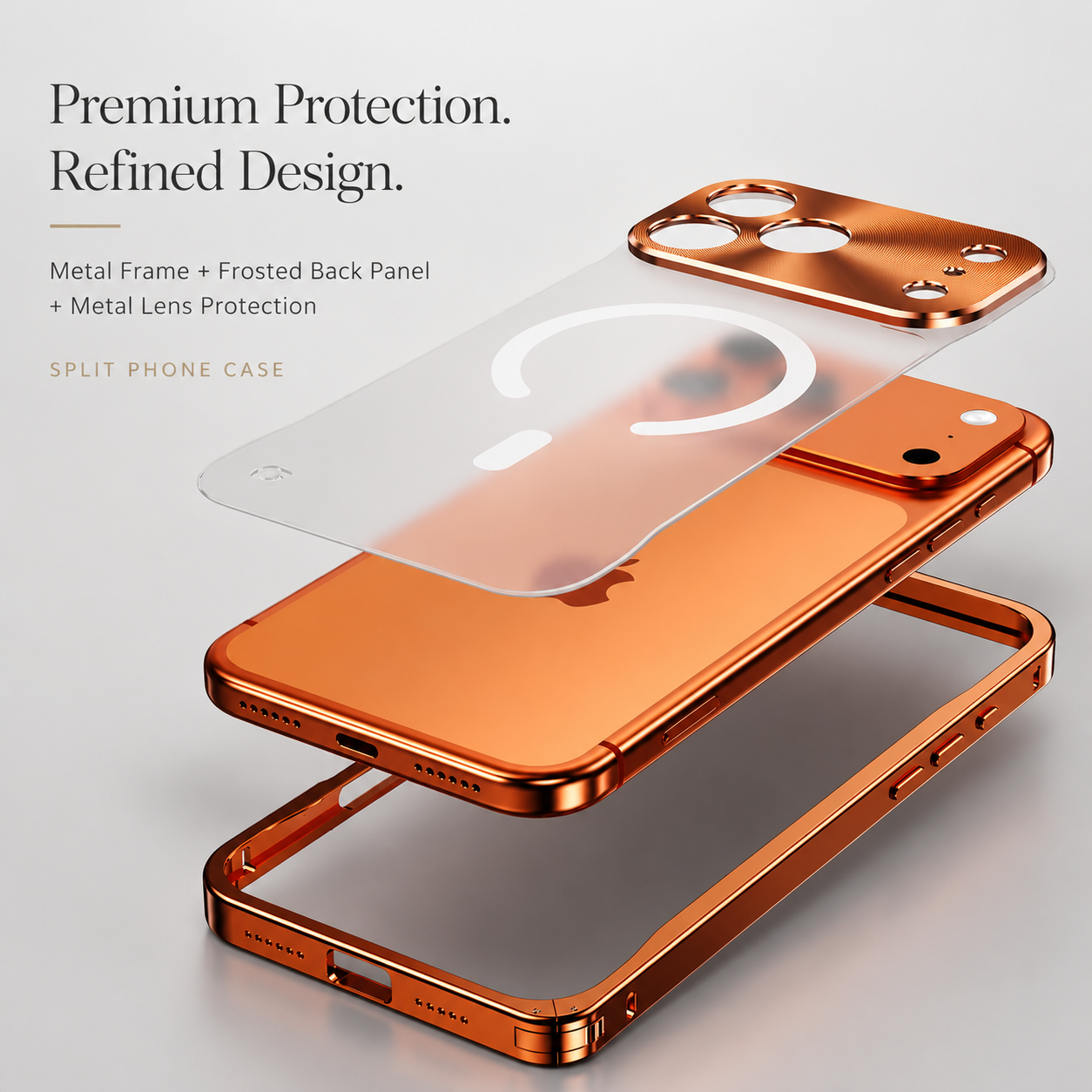 Premium iPhone Case MagSafe Compatible Magnetic Bumper Aluminum Alloy Frame Matte Transparent Back Shockproof Camera Lens Guard Anti Fingerprint