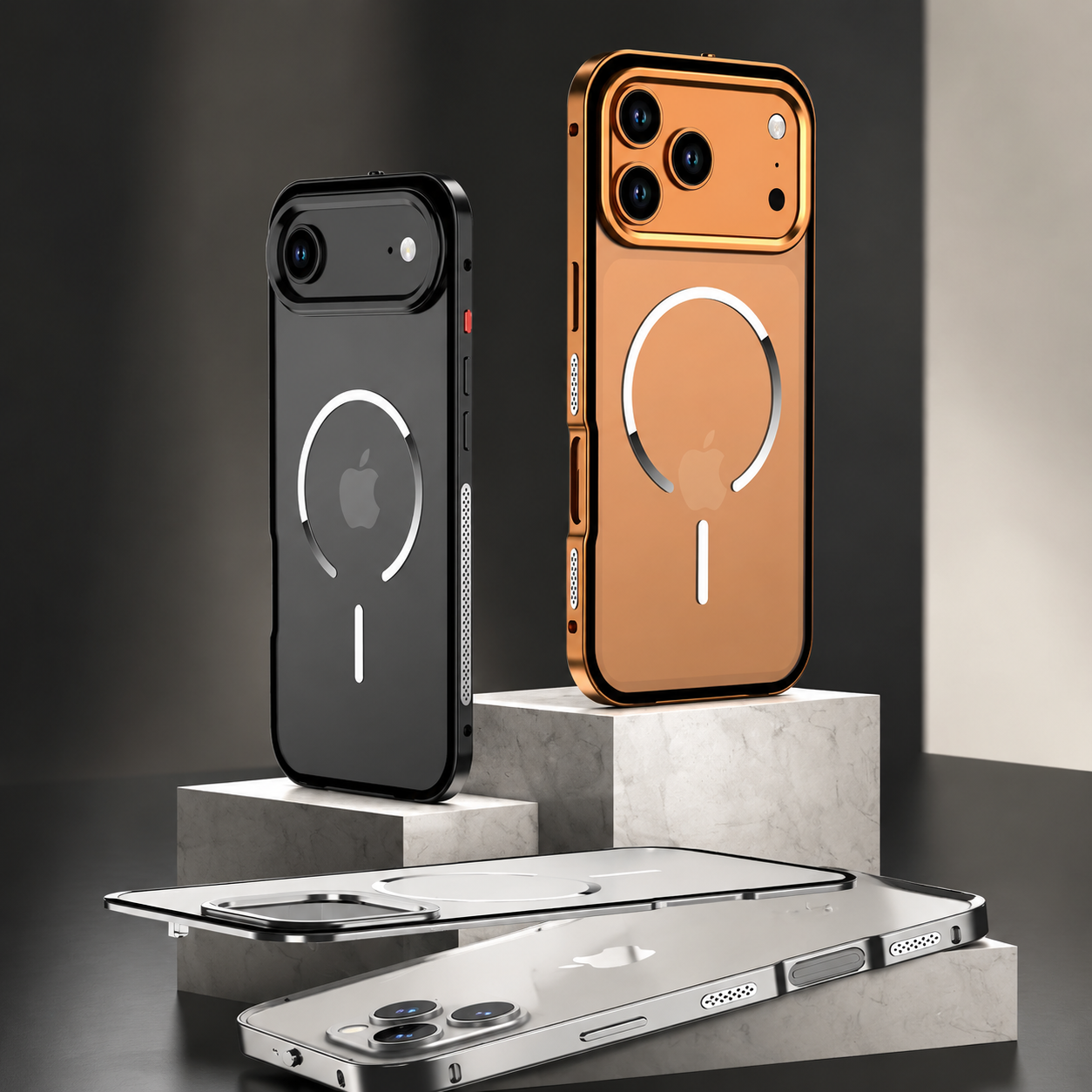 Premium iPhone Case MagSafe Compatible Magnetic Protective Cover Aluminum Alloy Frame Frosted Matte Back Camera Lens Guard Wireless Charging Slim Profile