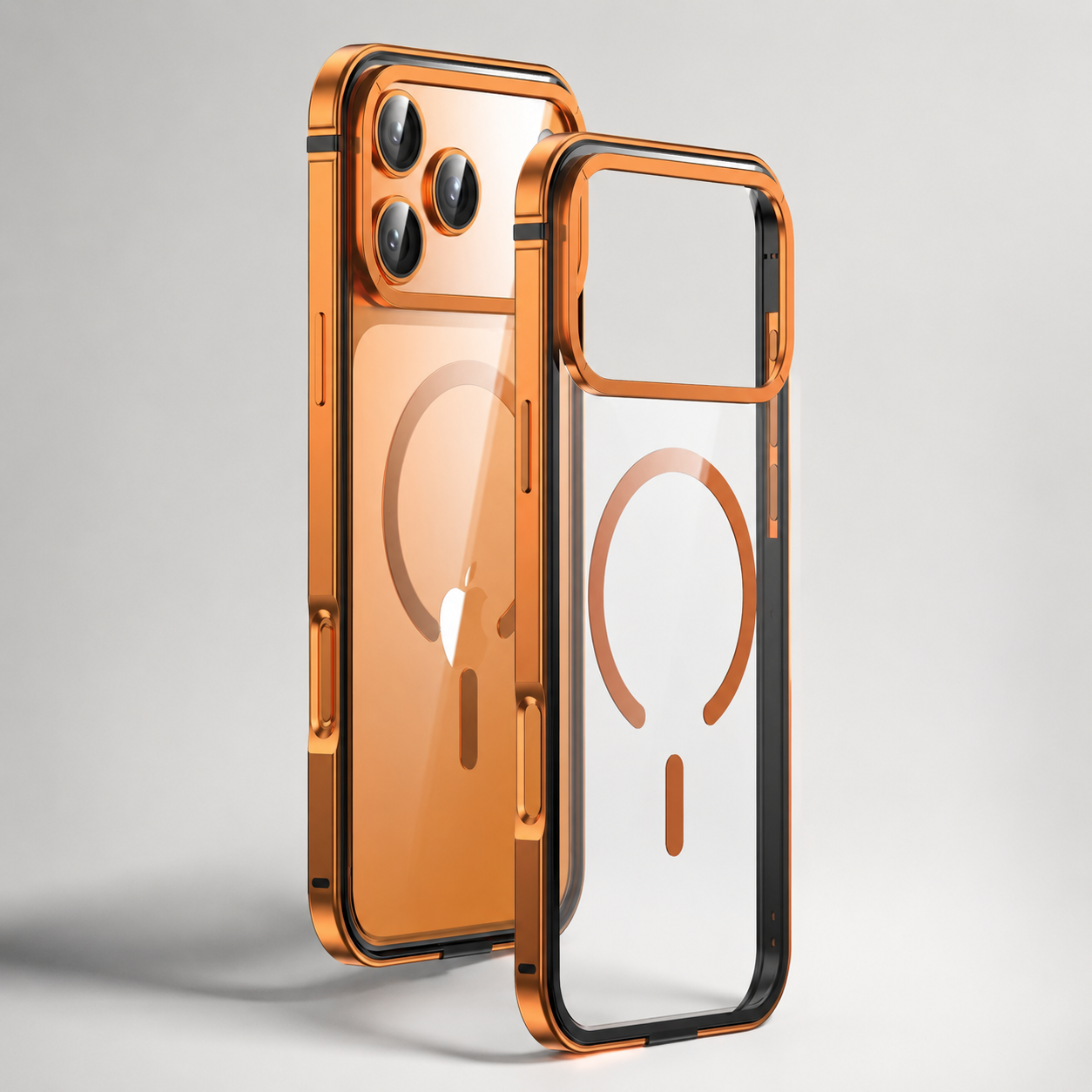 Premium iPhone Case MagSafe Compatible Magnetic Protective Cover Aluminum Alloy Frame Transparent Back Shockproof Camera Lens Guard Lightweight