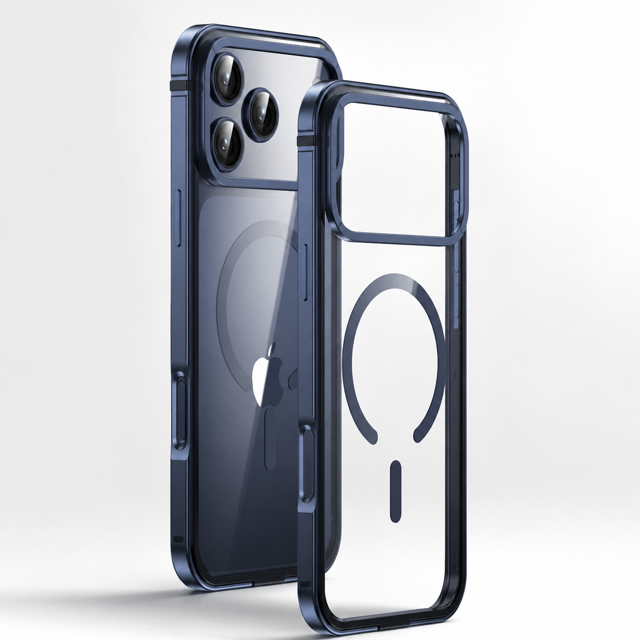 Premium iPhone Case MagSafe Compatible Magnetic Protective Cover Aluminum Alloy Frame Transparent Back Shockproof Camera Lens Guard Lightweight