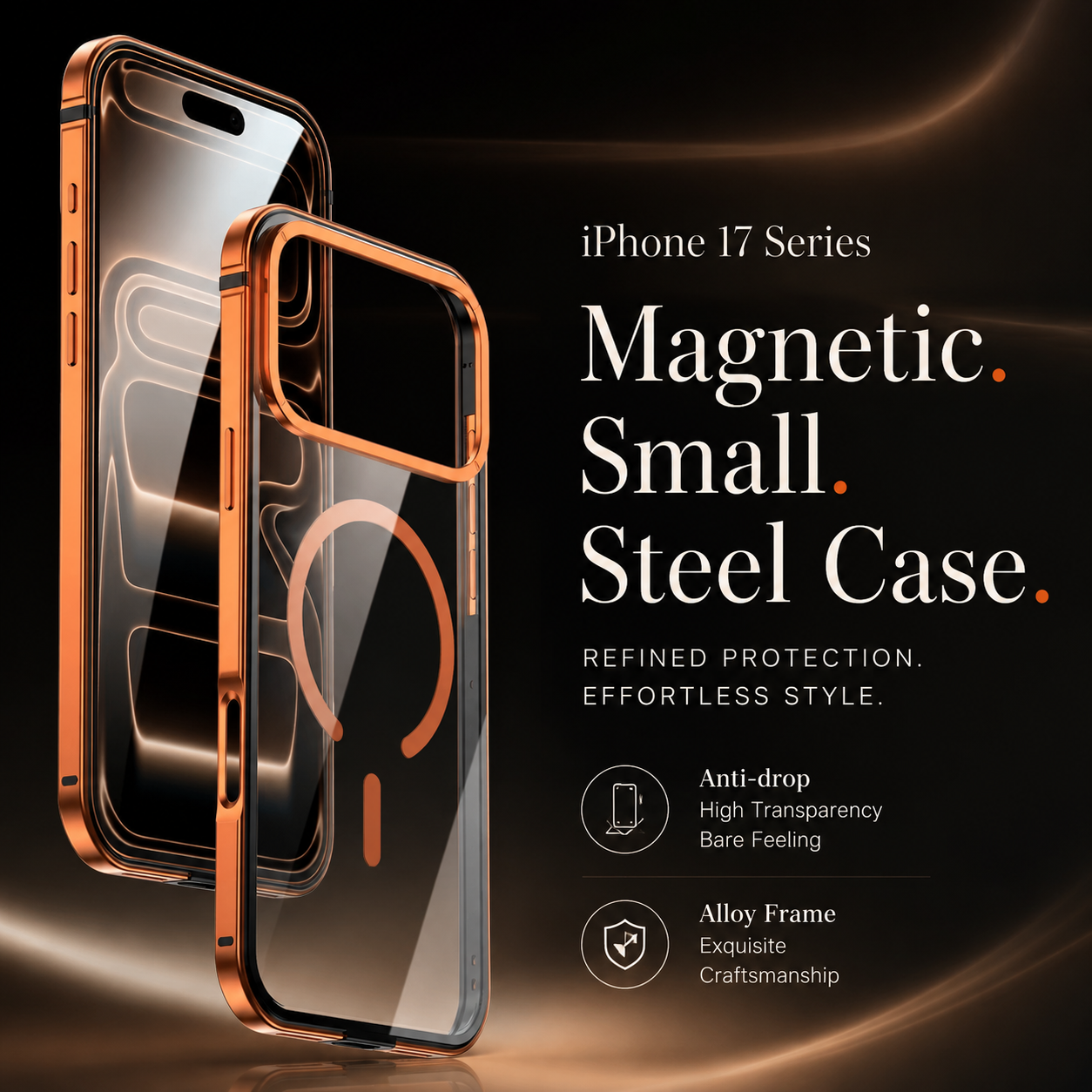 Premium iPhone Case MagSafe Compatible Magnetic Protective Cover Aluminum Alloy Frame Transparent Back Shockproof Camera Lens Guard Lightweight
