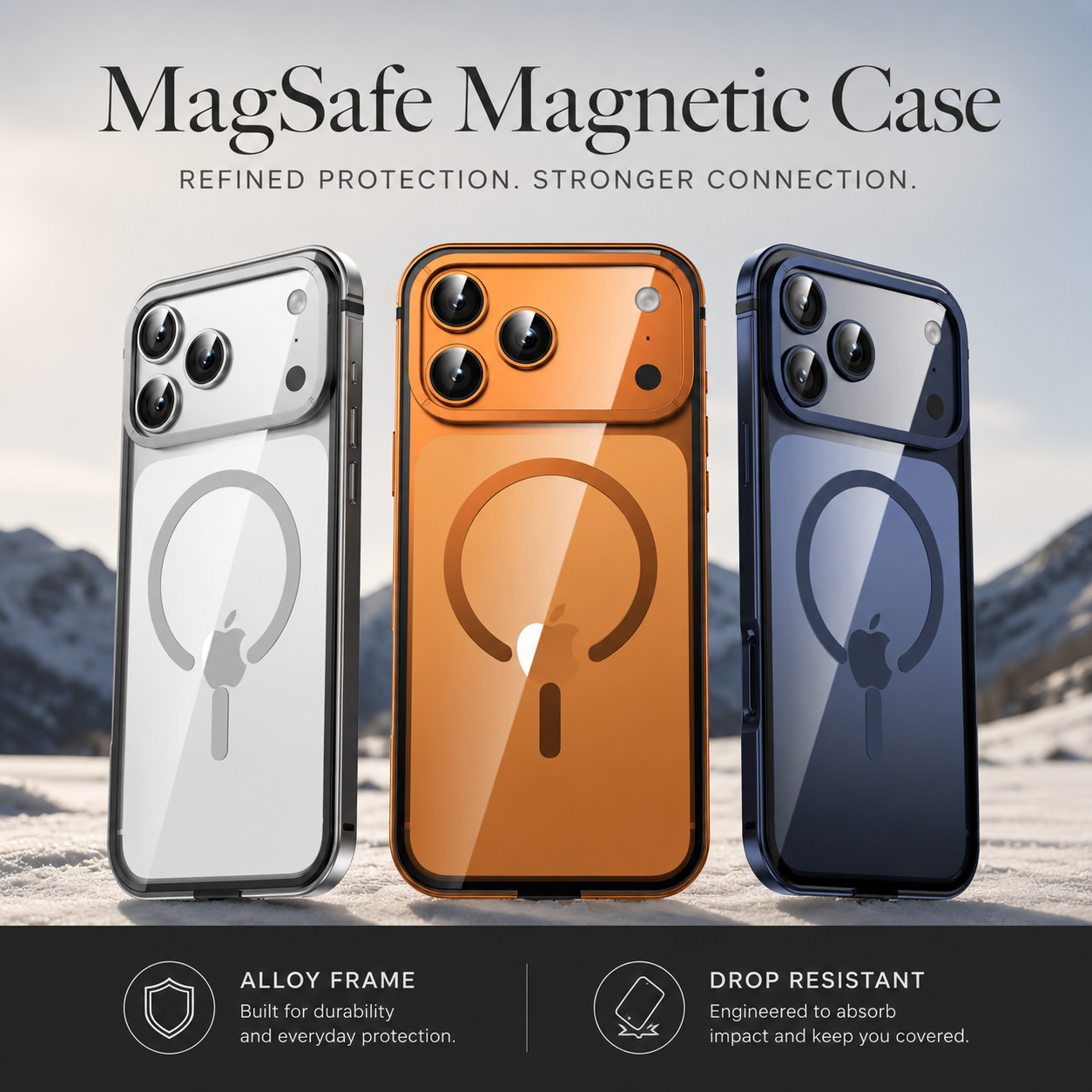 Premium iPhone Case MagSafe Compatible Magnetic Protective Cover Aluminum Alloy Frame Transparent Back Shockproof Camera Lens Guard Lightweight