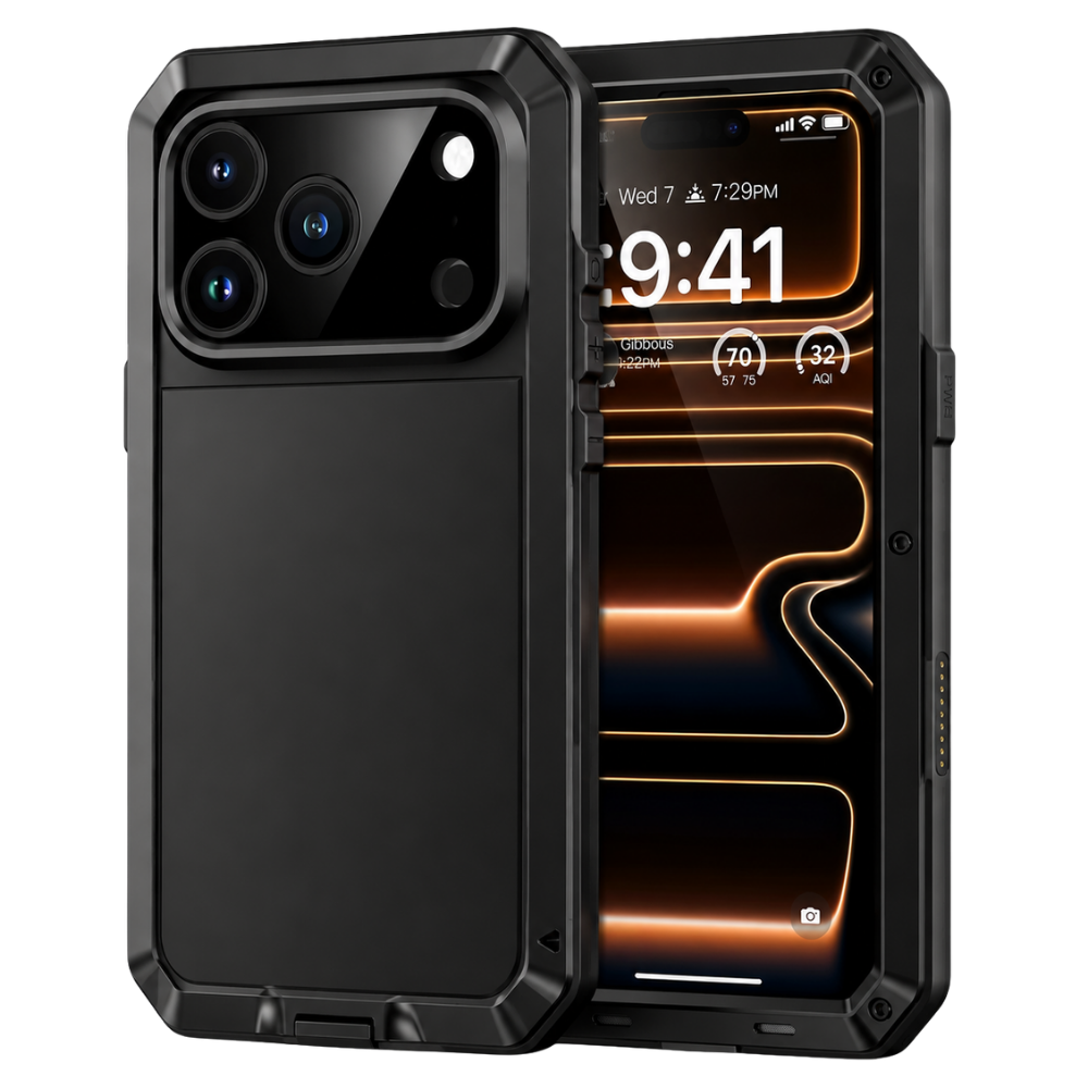 Premium iPhone Case MagSafe Compatible Magnetic Protective Cover Aluminum Armor Frame Built In Glass Screen Protector Shockproof Camera Lens Guard