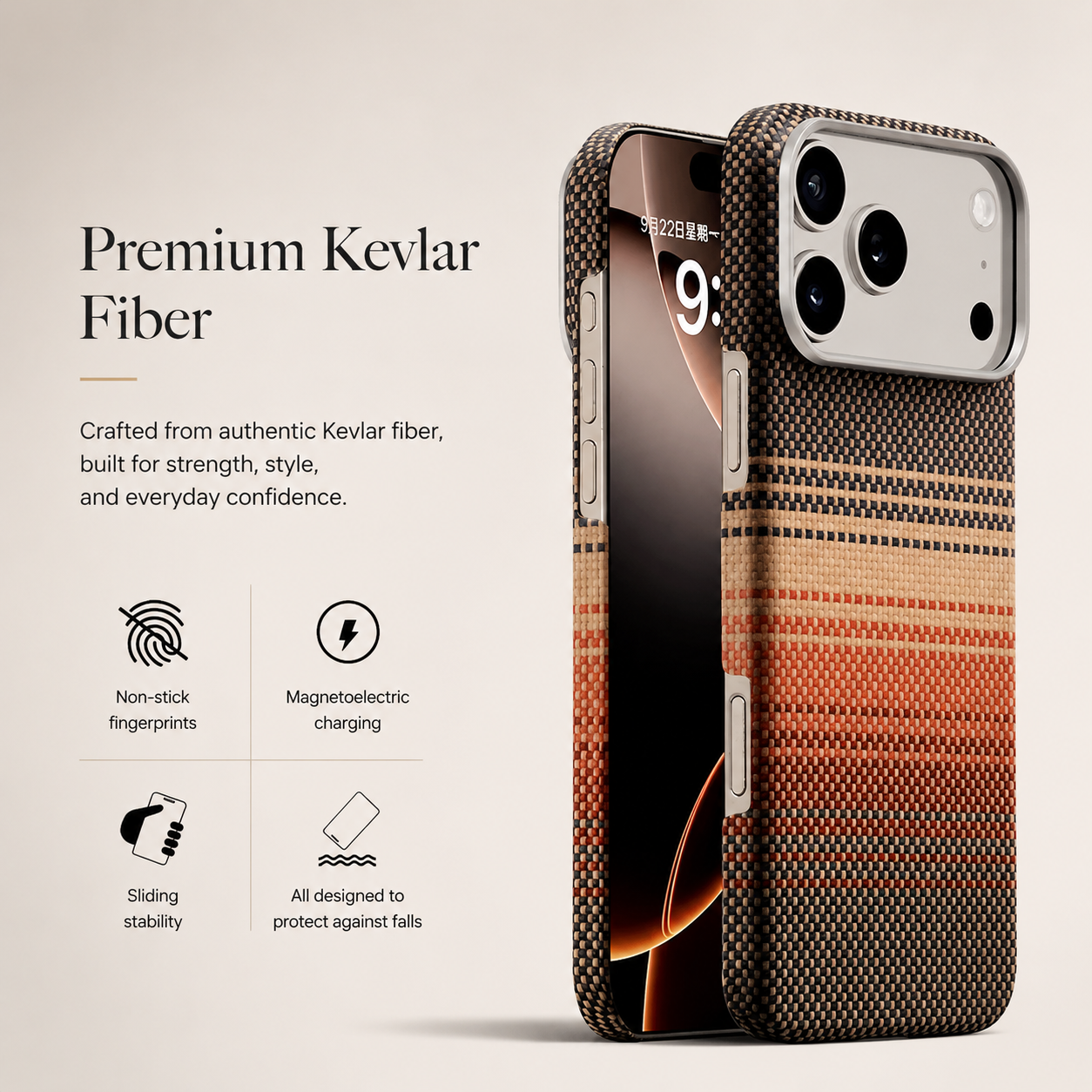 Premium iPhone Case MagSafe Compatible Magnetic Protective Cover Aramid Carbon Fiber Ultra Thin Lightweight Shockproof Anti Scratch Grip Texture
