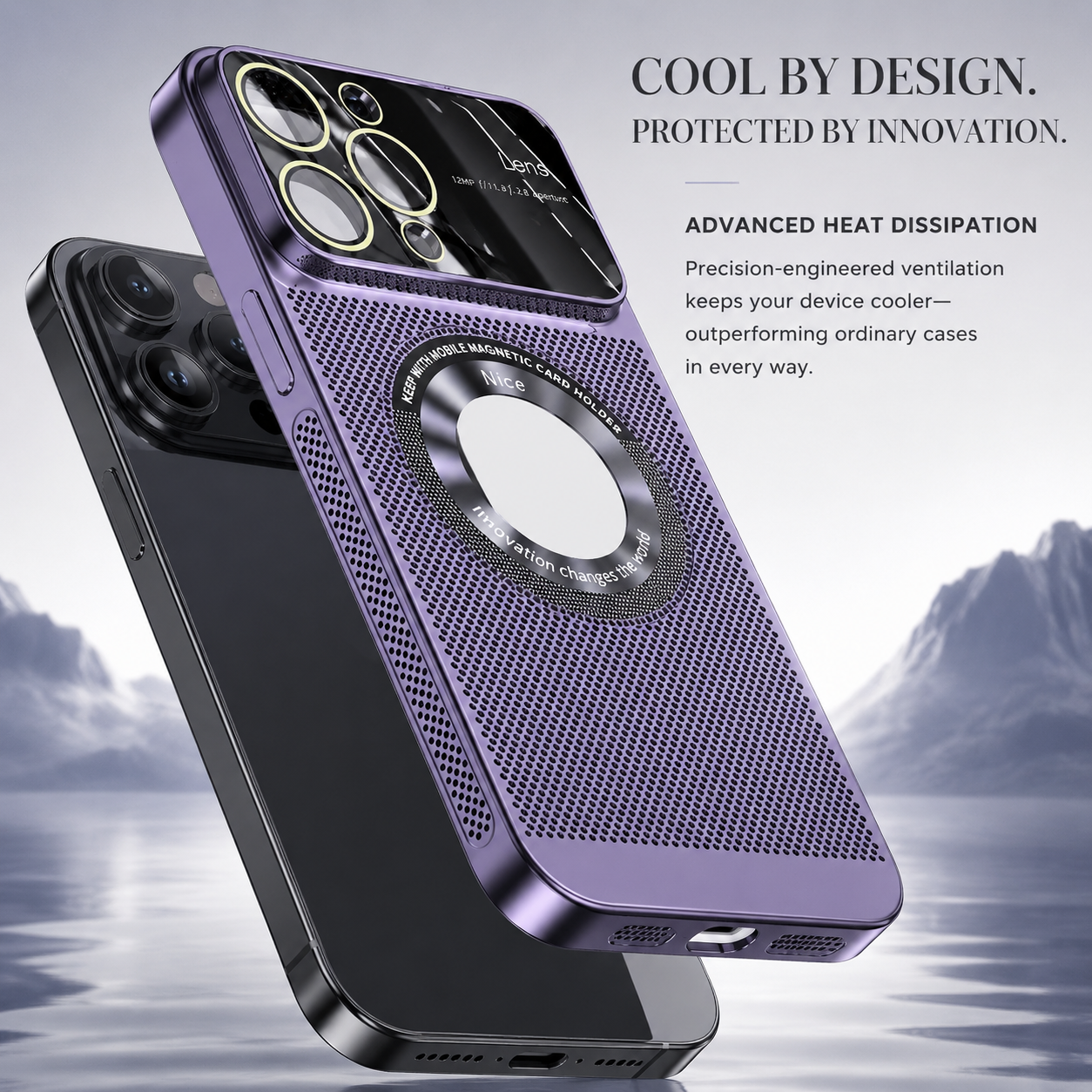 Premium iPhone Case MagSafe Compatible Magnetic Protective Cover Cooling Mesh Back Shockproof PC TPU Frame Camera Lens Guard Heat Dissipation
