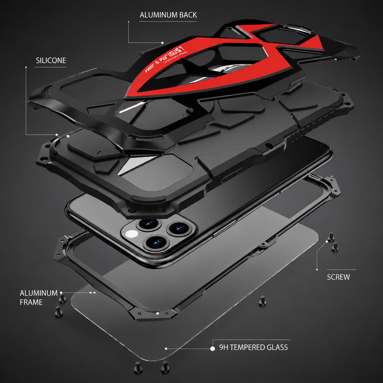 Premium iPhone Case MagSafe Compatible Magnetic Protective Cover Metal Armor Frame Shockproof TPU Interior Camera Lens Guard Wireless Charging