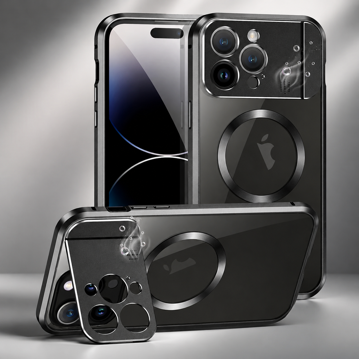 Premium iPhone Case MagSafe Compatible Magnetic Protective Cover Metal Stand Camera Lens Protection Shockproof Aromatherapy Slot Slim Design