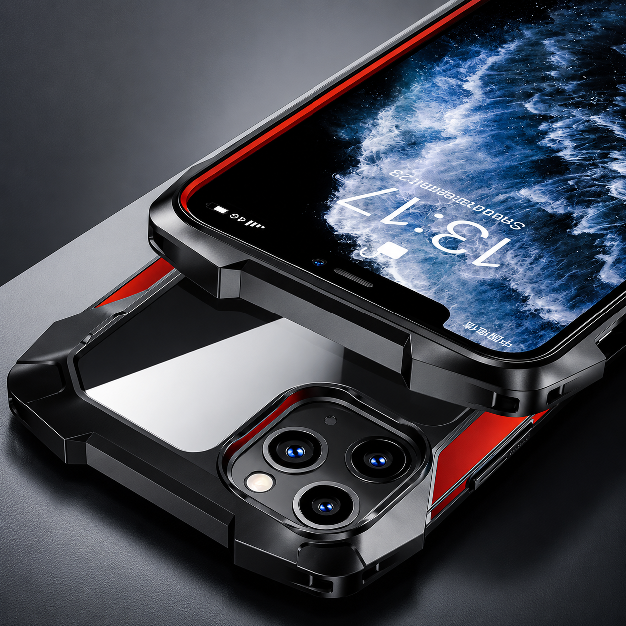 Premium iPhone Case MagSafe Compatible Magnetic Protective Cover Military Armor Metal Frame Dual Layer Shockproof Tempered Glass Rugged Design