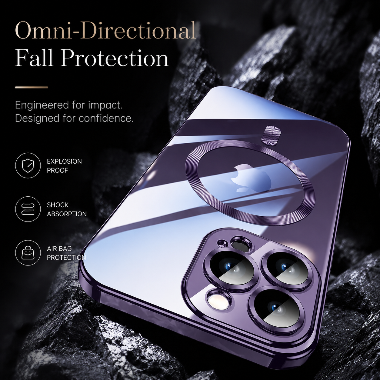 Premium iPhone Case MagSafe Compatible Magnetic Protective Cover Plating Frame TPU Shockproof Camera Lens Guard Scratch Resistant Finish Texture