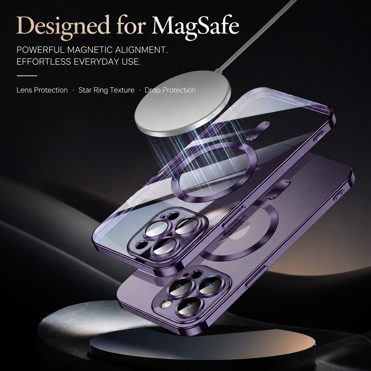 Premium iPhone Case MagSafe Compatible Magnetic Protective Cover Plating Frame TPU Shockproof Camera Lens Guard Scratch Resistant Finish Texture
