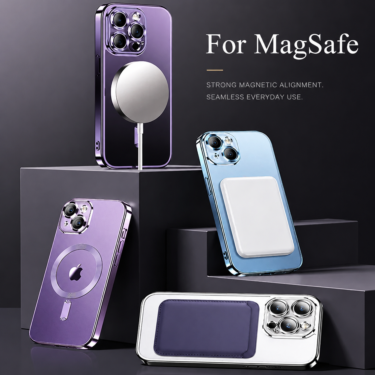 Premium iPhone Case MagSafe Compatible Magnetic Protective Cover Plating Frame TPU Shockproof Camera Lens Guard Scratch Resistant Finish Texture