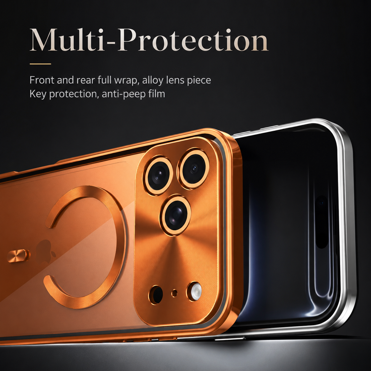 Premium iPhone Case MagSafe Compatible Magnetic Protective Cover Privacy Screen Protector Camera Lens Guard Shockproof Clear Back Slim Design