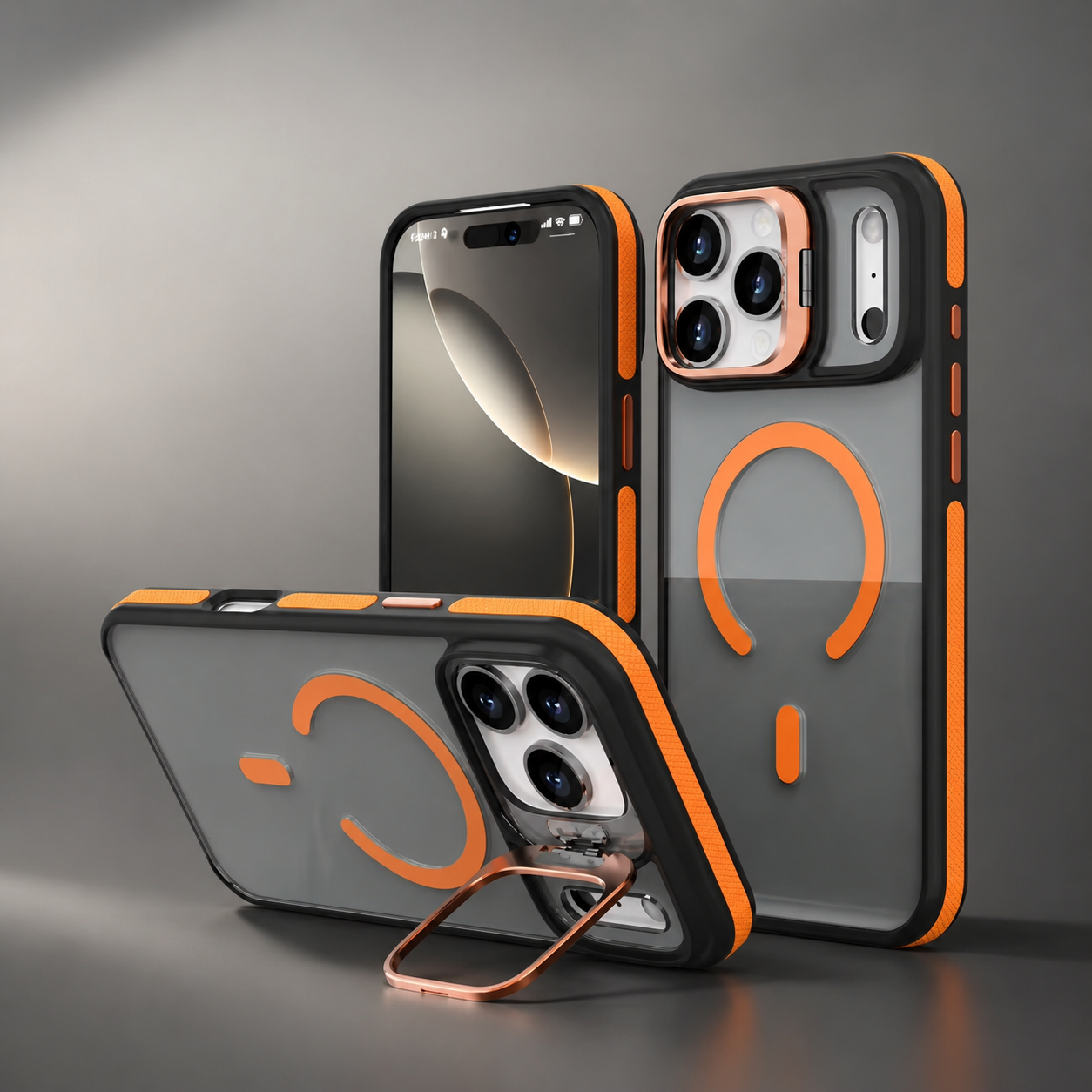 Premium iPhone Case MagSafe Compatible Magnetic Protective Cover Transparent Matte Back Built In Kickstand Shockproof Camera Lens Guard Wireless Charging