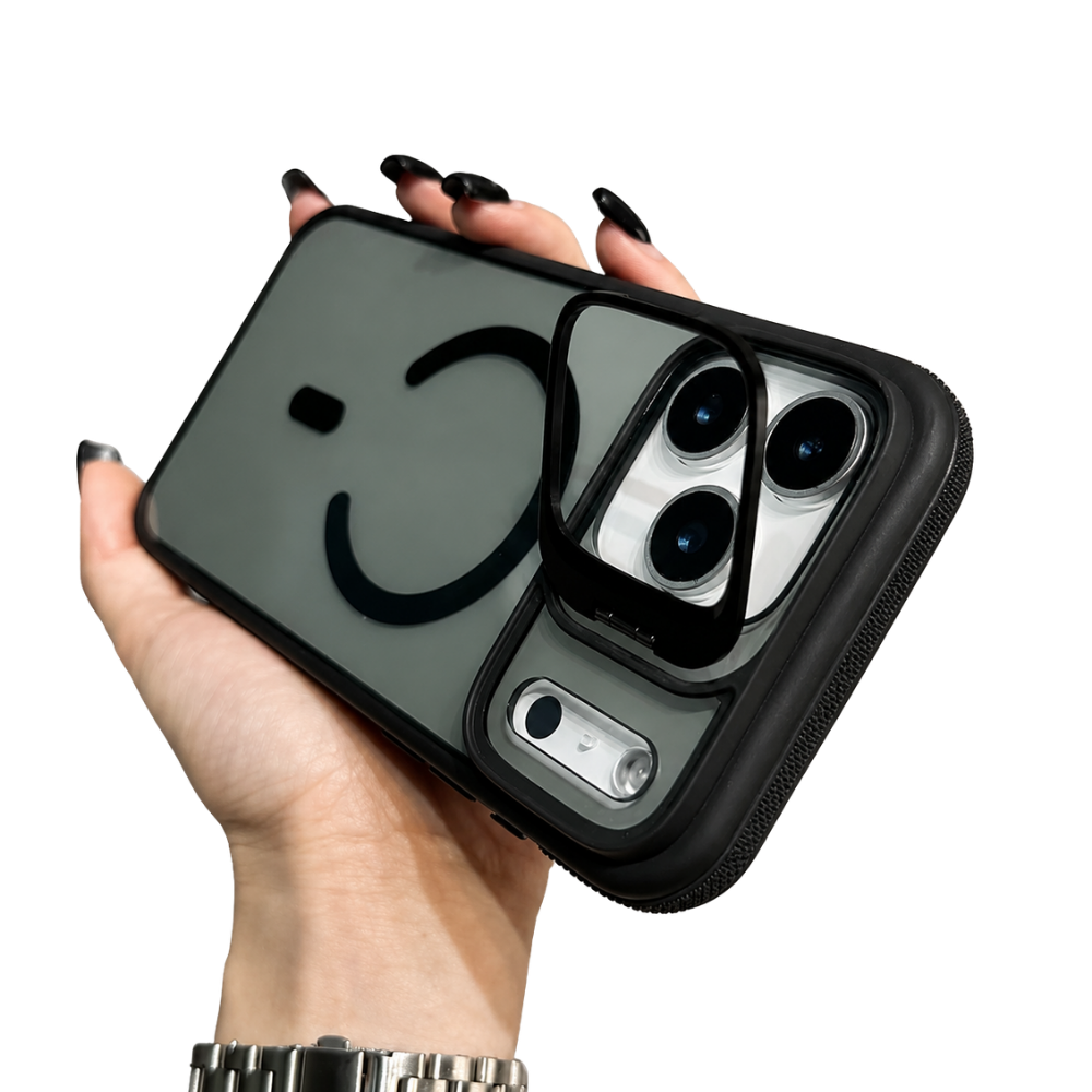 Premium iPhone Case MagSafe Compatible Magnetic Protective Cover Transparent Matte Back Built In Kickstand Shockproof Camera Lens Guard Wireless Charging