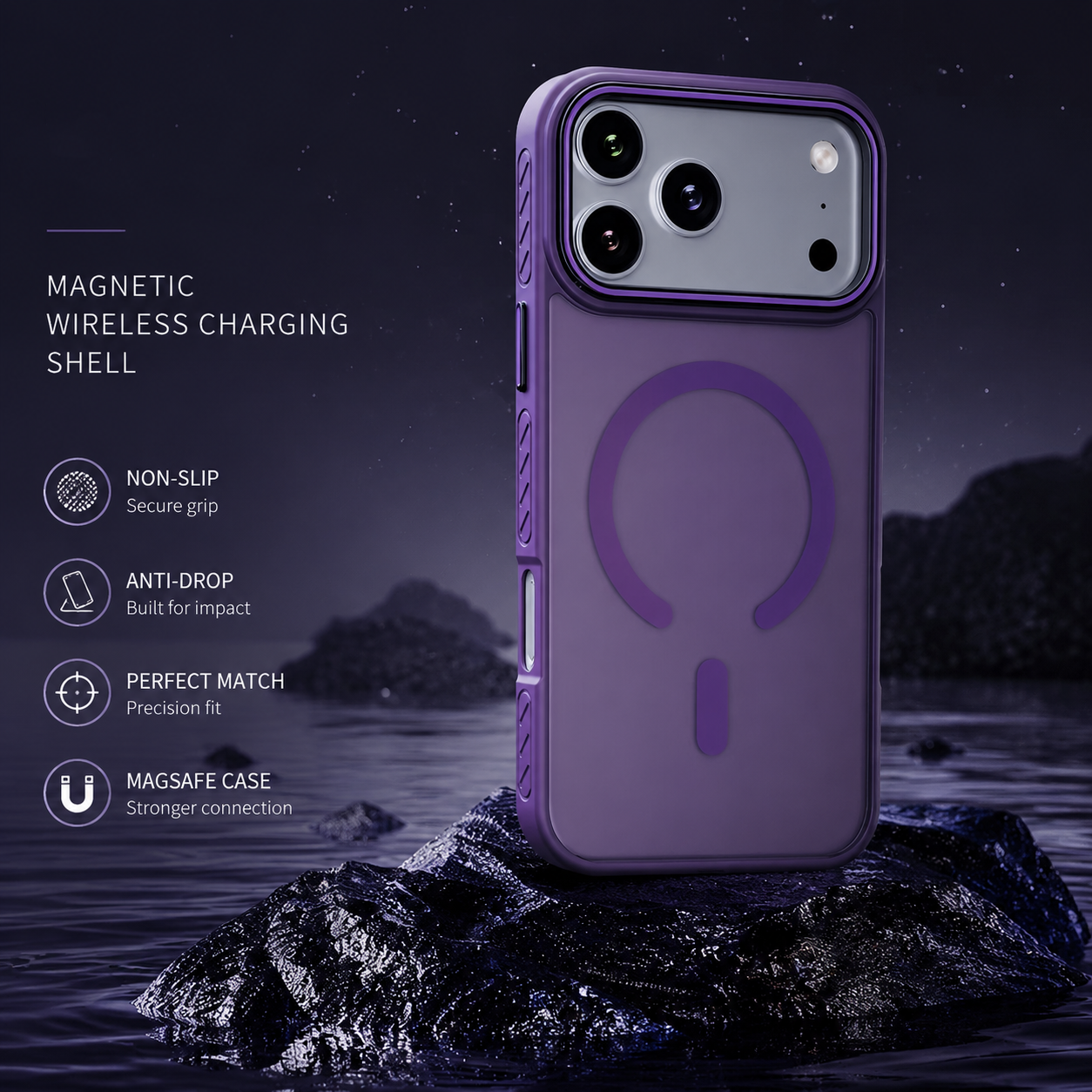 Premium iPhone Case MagSafe Compatible Magnetic Protective Cover Transparent Matte Back Shockproof Frame Camera Lens Guard Anti Fingerprint Design
