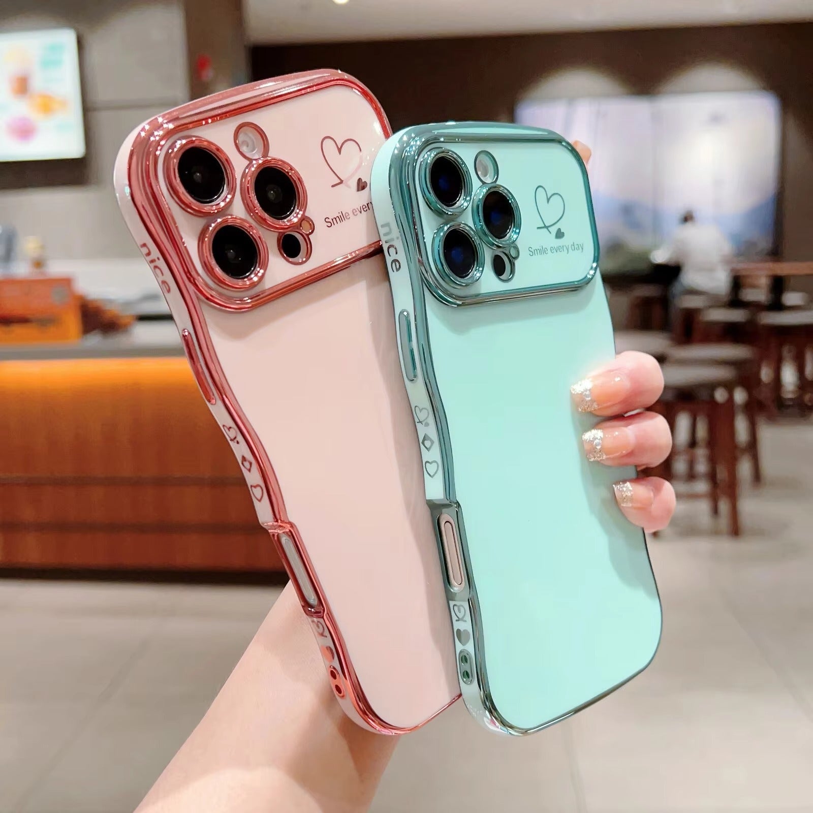 Premium iPhone Case MagSafe Compatible Magnetic Protective Cover Transparent Plating Wave Heart Design Shockproof Camera Lens Guard Anti Smudge