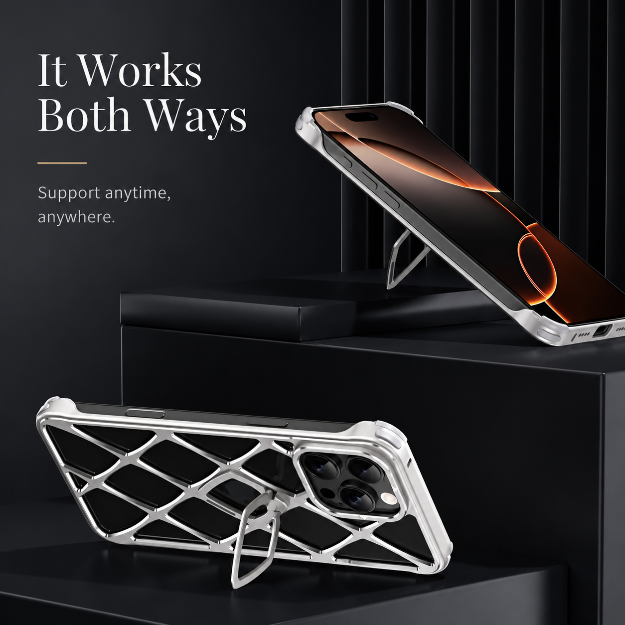Premium iPhone Case MagSafe Compatible Magnetic Protective Cover Ultra Light Metal Frame Cooling Back Built In Stand Shockproof Heat Dissipation