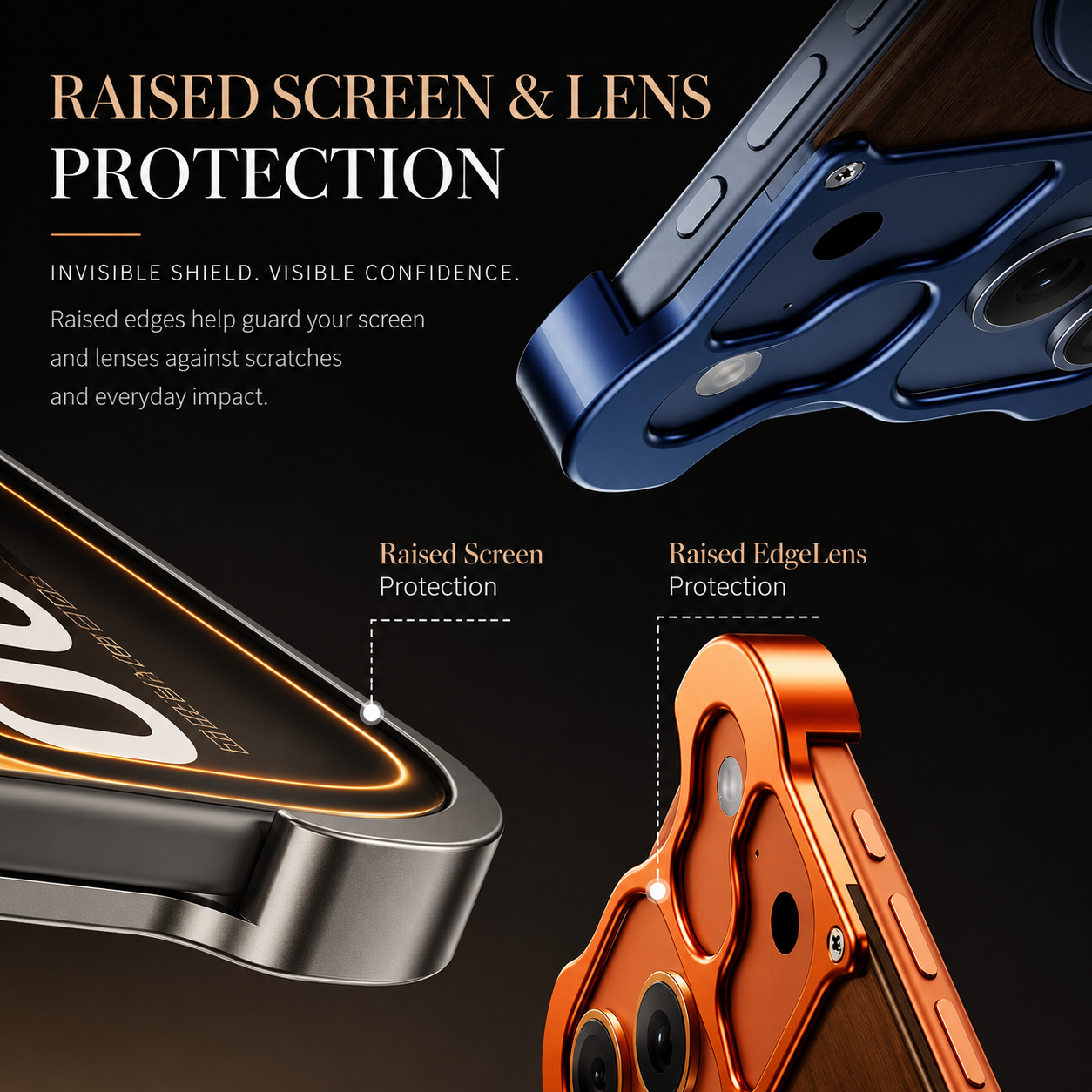 Premium iPhone Case MagSafe Compatible Magnetic Protective Cover Wood Back Aluminum Frame 360° Rotating Ring Stand Camera Lens Protection Shockproof Slim Design
