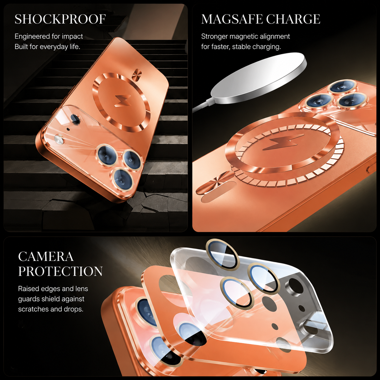 Premium iPhone Case MagSafe Compatible Magnetic Shockproof Cover Camera Lens Guard Ultra Thin Hard Matte PC Back Wireless Charging Anti Scratch