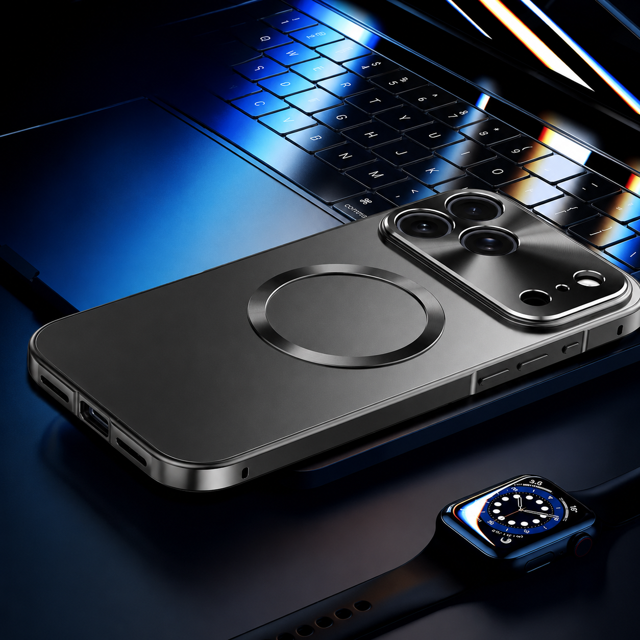 Premium iPhone Case MagSafe Compatible Magnetic Shockproof Cover Camera Lens Protection Ultra Thin Aluminum Frame Frosted Matte Back Full Protection
