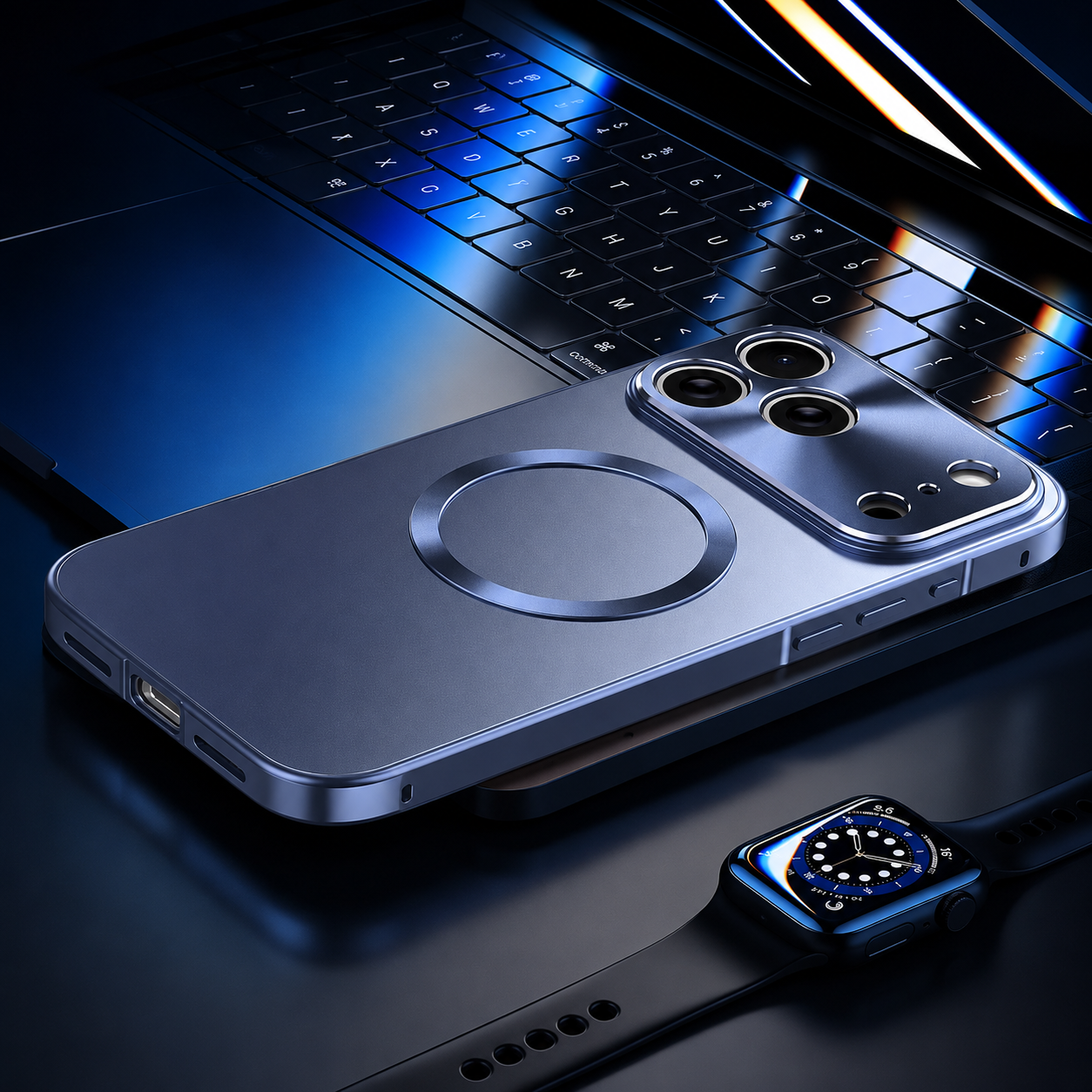 Premium iPhone Case MagSafe Compatible Magnetic Shockproof Cover Camera Lens Protection Ultra Thin Aluminum Frame Frosted Matte Back Full Protection