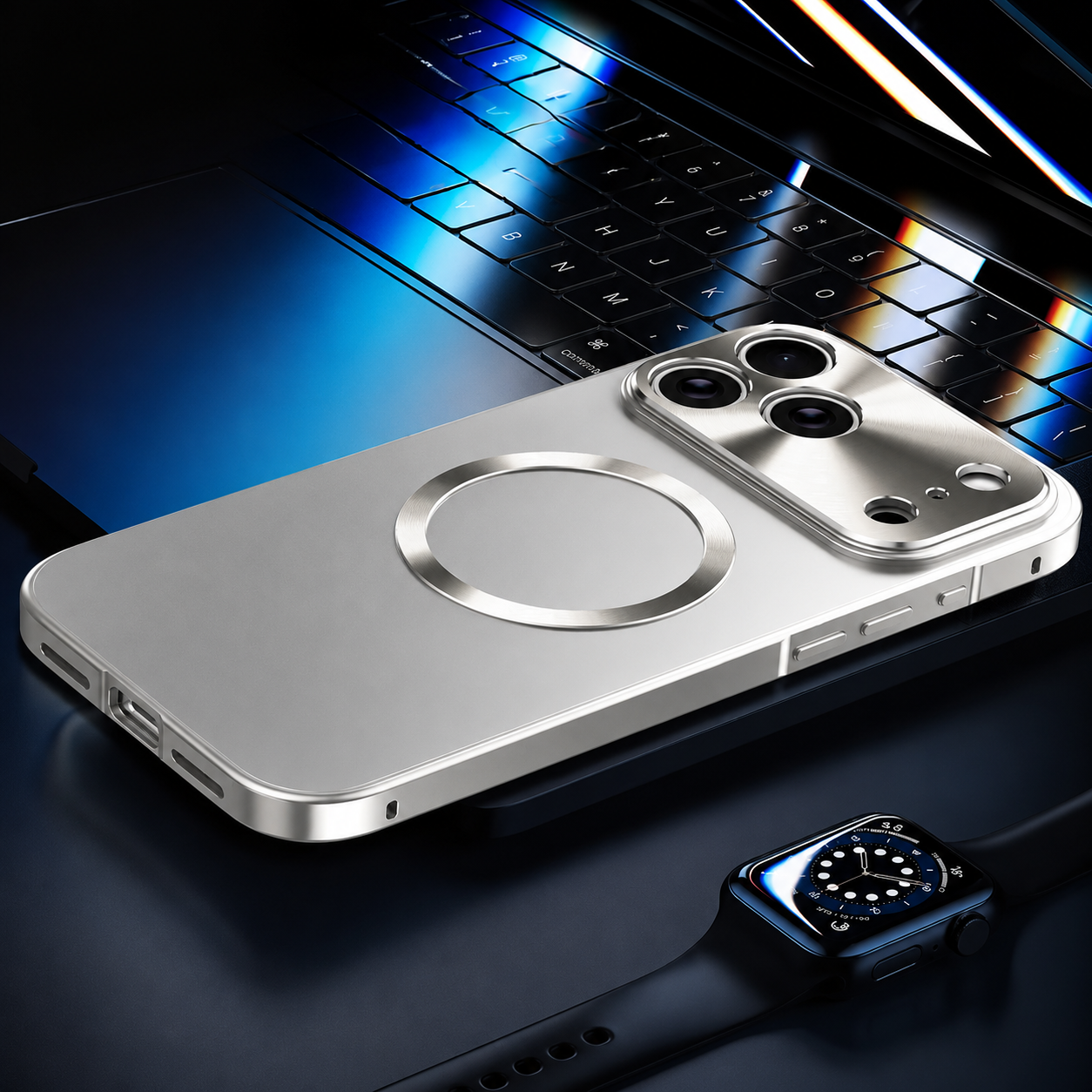Premium iPhone Case MagSafe Compatible Magnetic Shockproof Cover Camera Lens Protection Ultra Thin Aluminum Frame Frosted Matte Back Full Protection