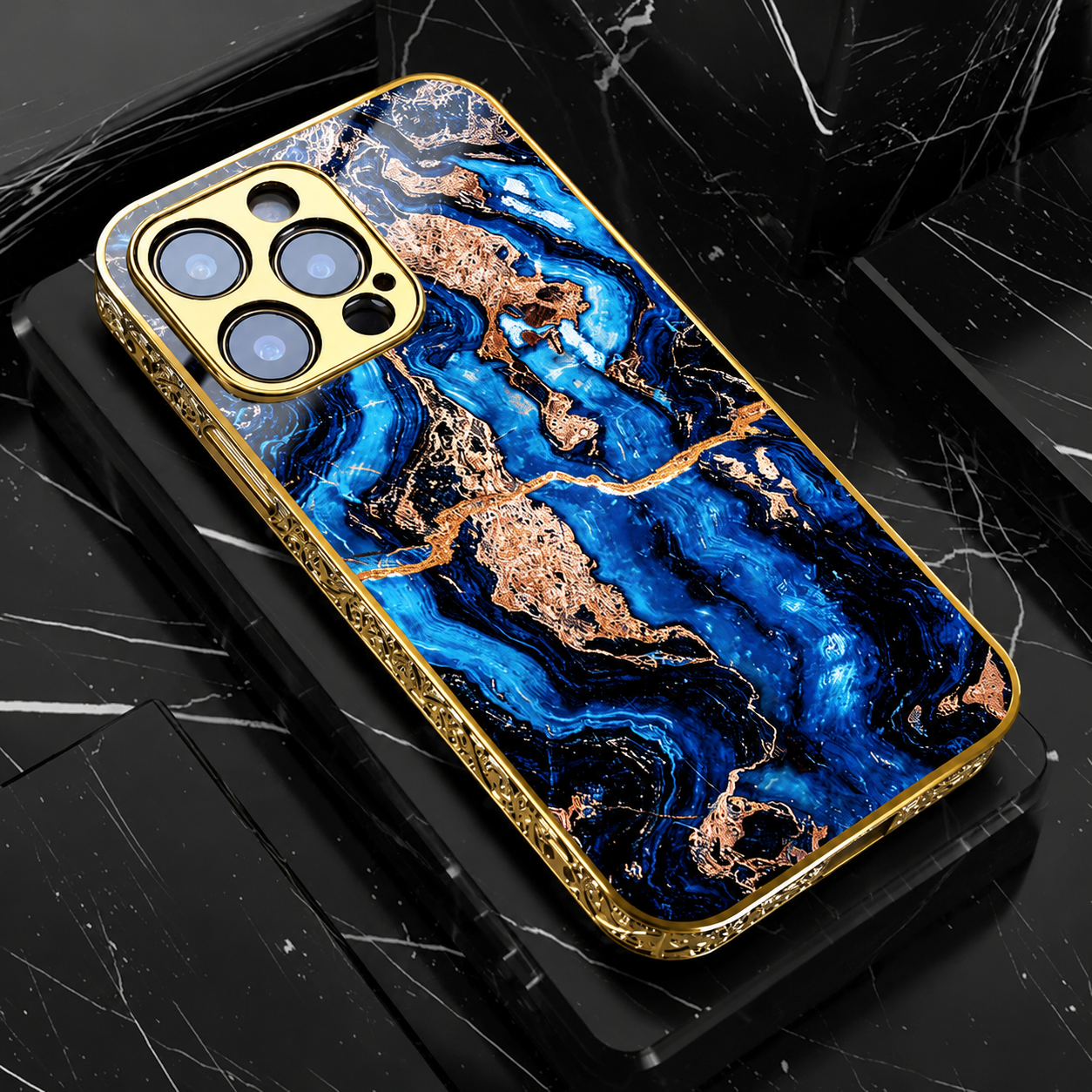 Premium iPhone Case MagSafe Compatible Marble Texture Protective Cover Gold Frame Design Shockproof Camera Lens Guard Wireless Charging Anti Scratch
