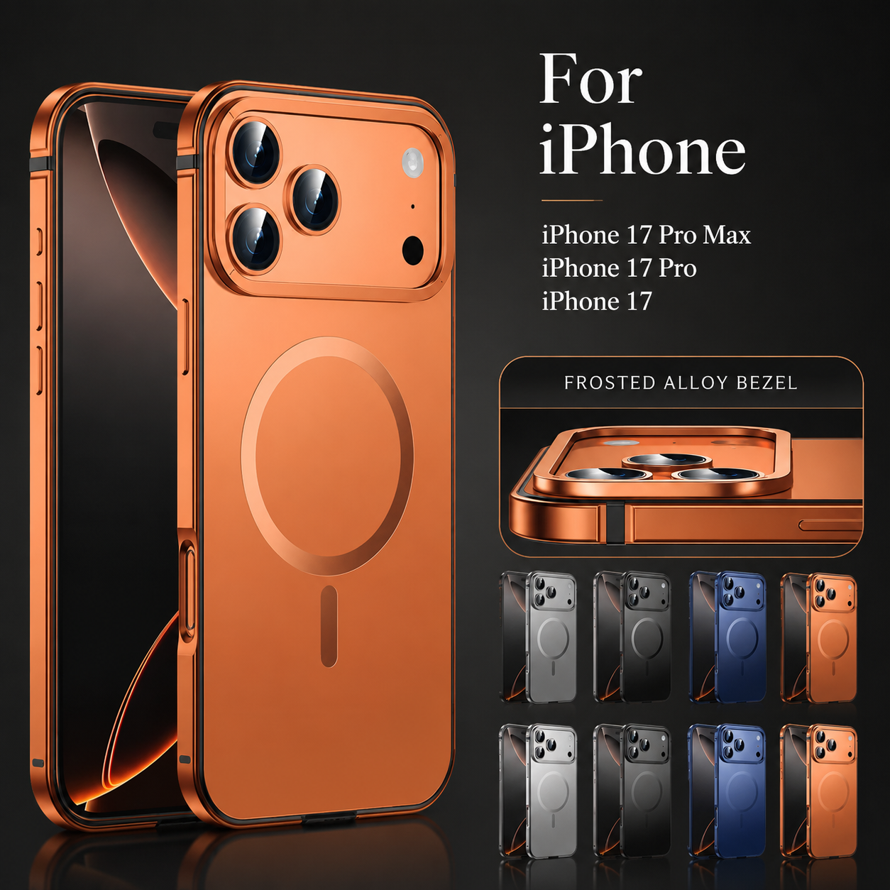 Premium iPhone Case MagSafe Compatible Metal Alloy Bezel with Frosted Magnetic Back, Shockproof Protection, Camera Lens Protection and Secure Grip