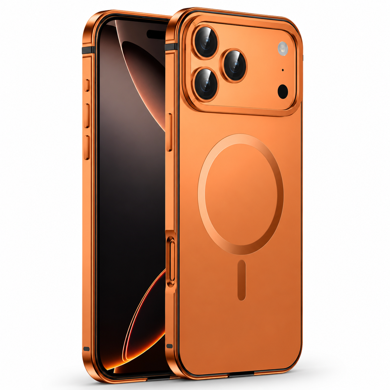 Premium iPhone Case MagSafe Compatible Metal Alloy Bezel with Frosted Magnetic Back, Shockproof Protection, Camera Lens Protection and Secure Grip