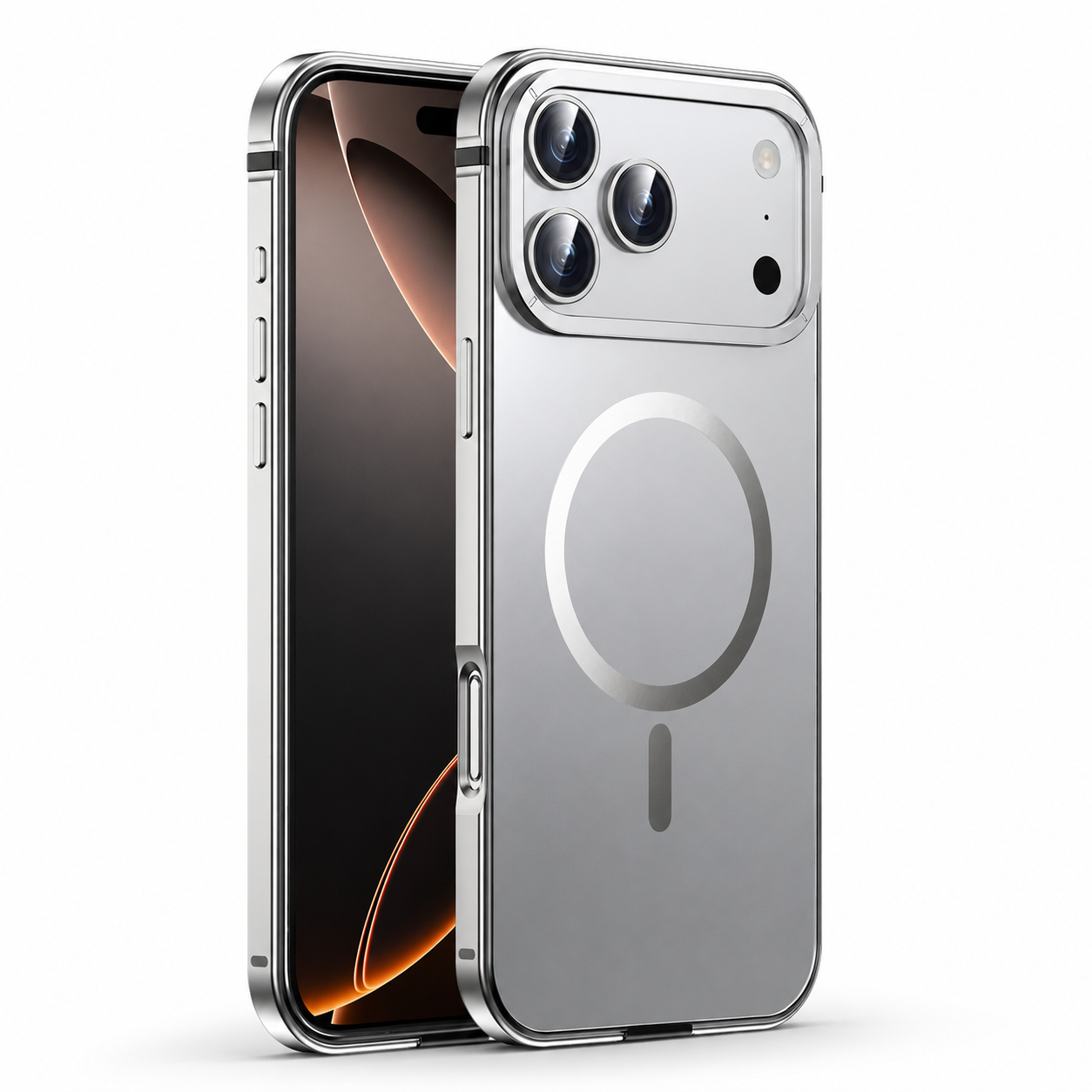 Premium iPhone Case MagSafe Compatible Metal Alloy Bezel with Frosted Magnetic Back, Shockproof Protection, Camera Lens Protection and Secure Grip