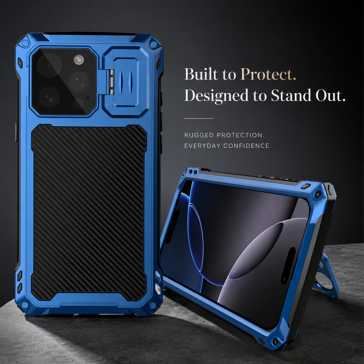 Premium iPhone Case MagSafe Compatible Metal Armor Design with Camera Lens Protection, Dual Layer Shockproof Construction, Heavy Duty Durability