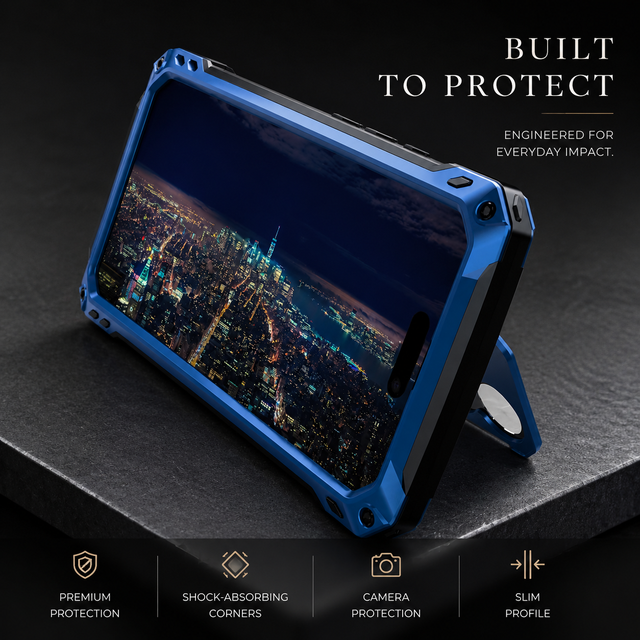 Premium iPhone Case MagSafe Compatible Metal Armor Design with Camera Lens Protection, Dual Layer Shockproof Construction, Heavy Duty Durability