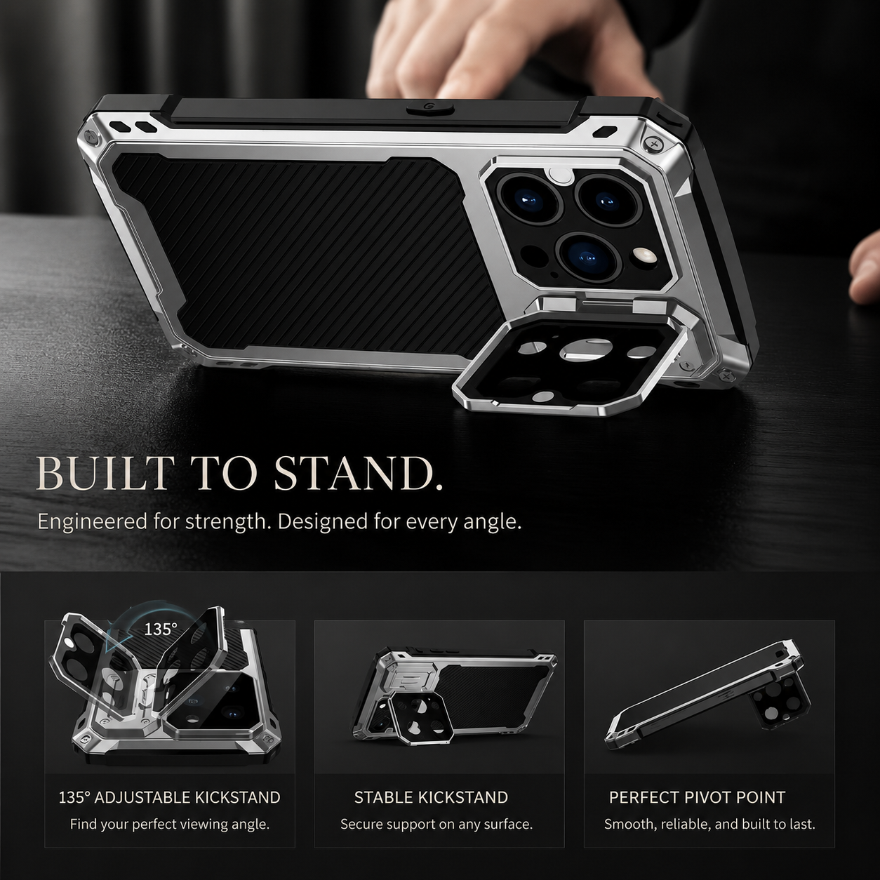 Premium iPhone Case MagSafe Compatible Metal Armor Design with Camera Lens Protection, Dual Layer Shockproof Construction, Heavy Duty Durability