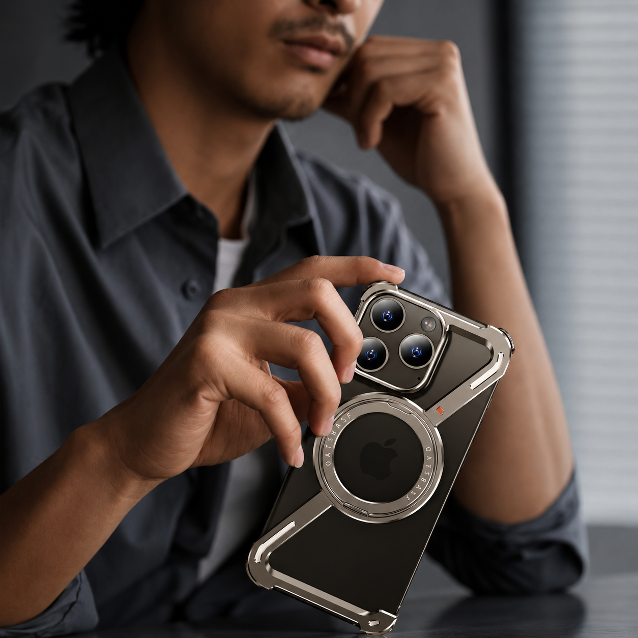 Premium iPhone Case MagSafe Compatible Metal Bumper with 360 Degree Rotating Ring Holder, Shockproof Protection, Camera Lens Protection and Secure Grip