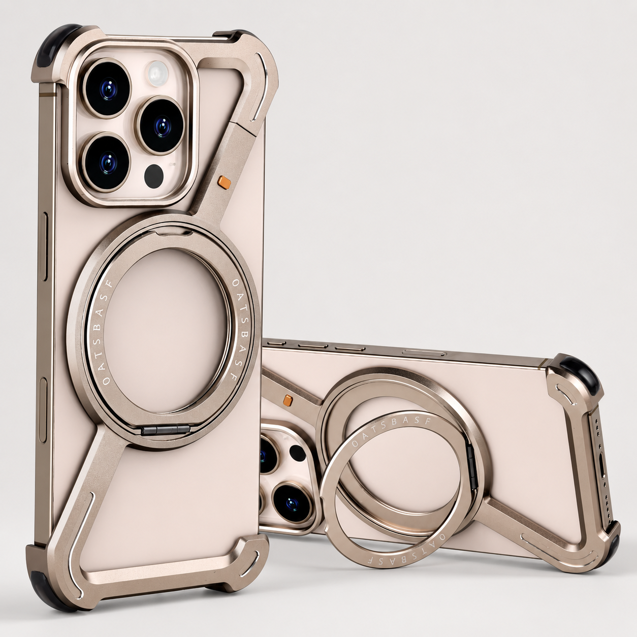 Premium iPhone Case MagSafe Compatible Metal Bumper with 360 Degree Rotating Ring Holder, Shockproof Protection, Camera Lens Protection and Secure Grip