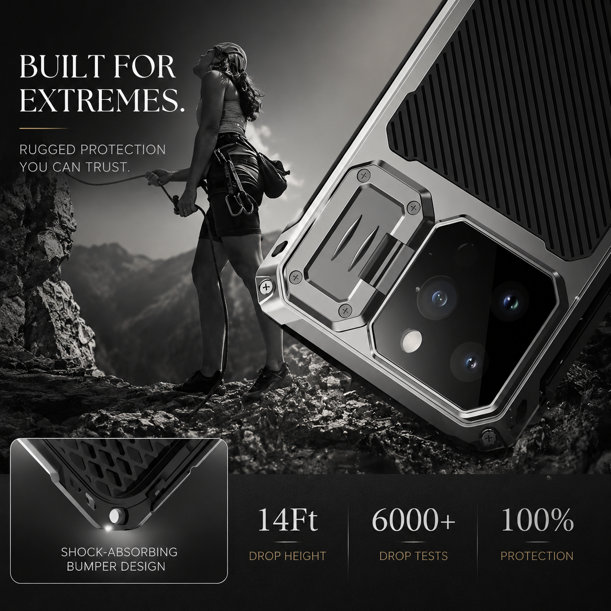 Premium iPhone Case MagSafe Compatible Metal Cover with Camera Guard Kickstand, Screen Protection, Shockproof Dual Layer Design and Durable Protection