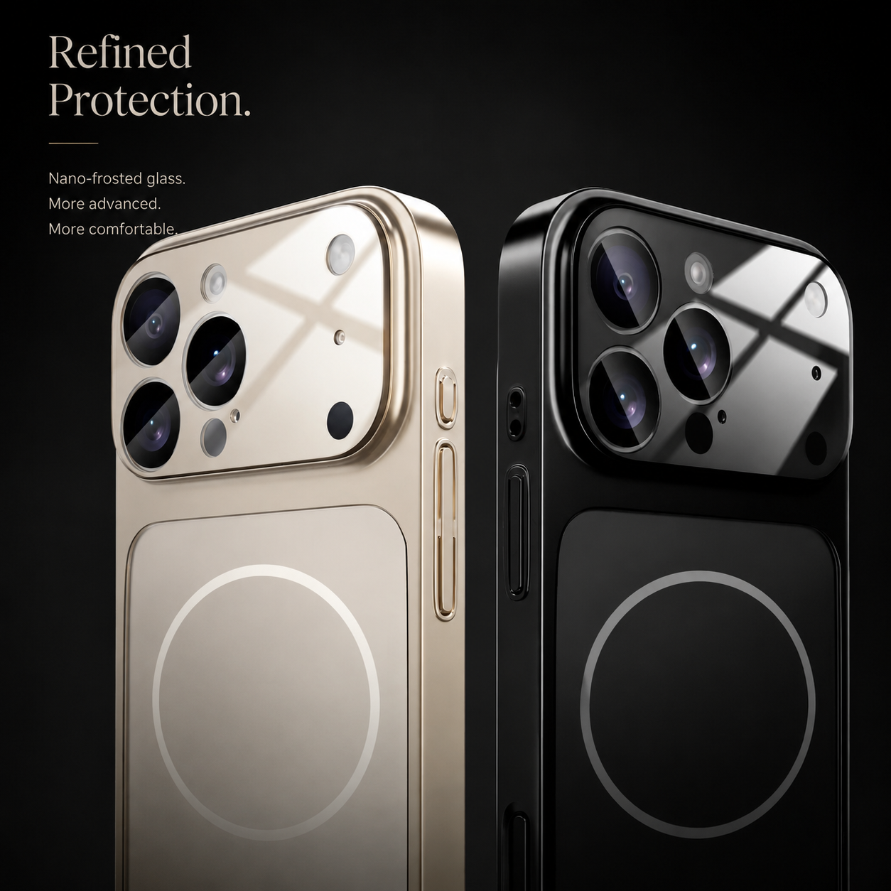 Premium iPhone Case MagSafe Compatible Nano Glass Matte Design with Camera Lens Protection, Shockproof Anti Fingerprint Surface, Slim Durable Construction