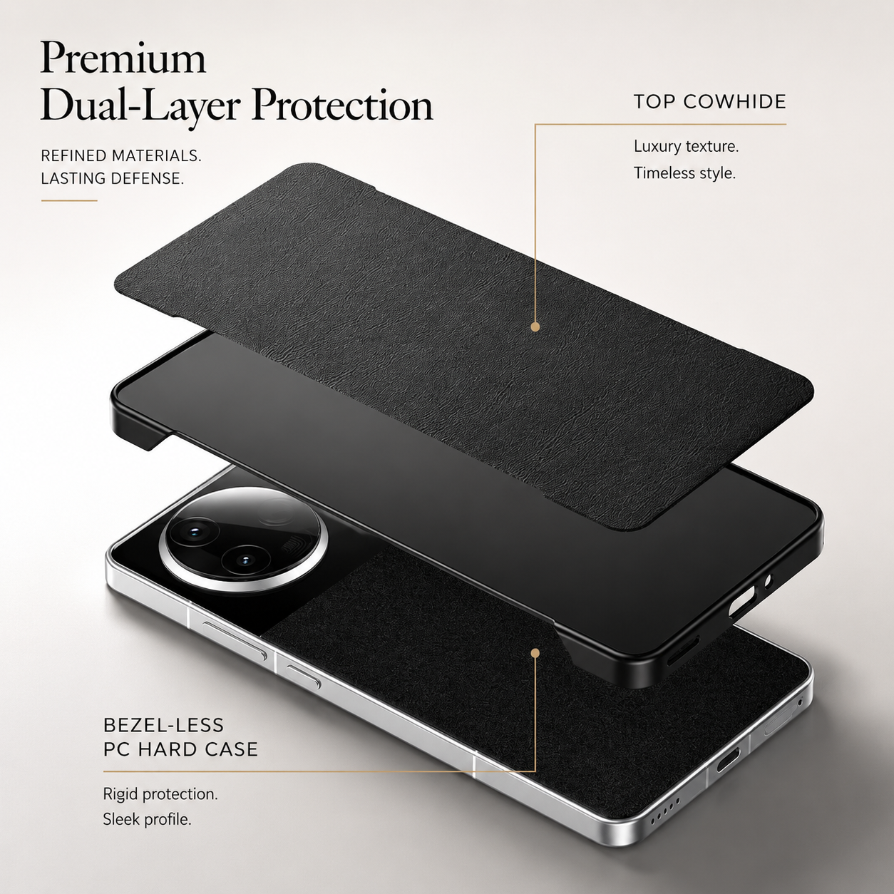 Premium iPhone Case MagSafe Compatible PU Leather Cover Camera Lens Protection Ultra Thin Frameless Shockproof Anti Fall Non Slip Matte Design