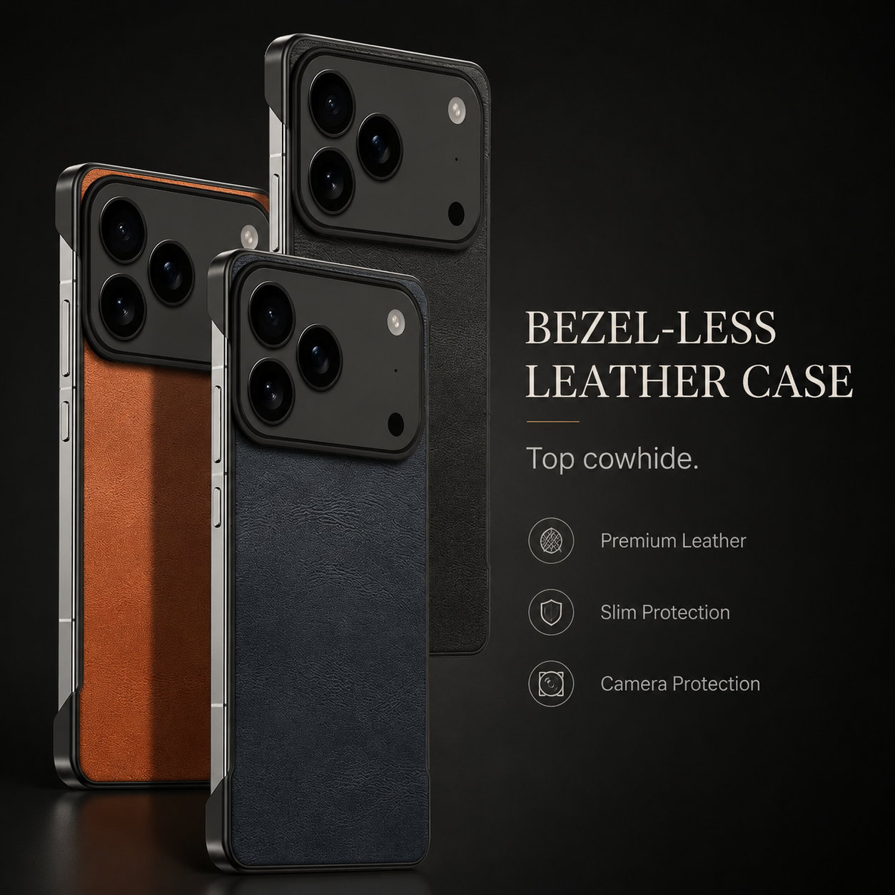 Premium iPhone Case MagSafe Compatible PU Leather Cover Camera Lens Protection Ultra Thin Frameless Shockproof Anti Fall Non Slip Matte Design