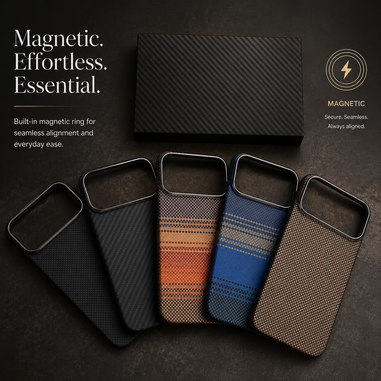 Premium iPhone Case MagSafe Compatible Real Carbon Fiber Aramid Cover Camera Lens Protection Lightweight Shockproof Anti Scratch Protective Design Finish
