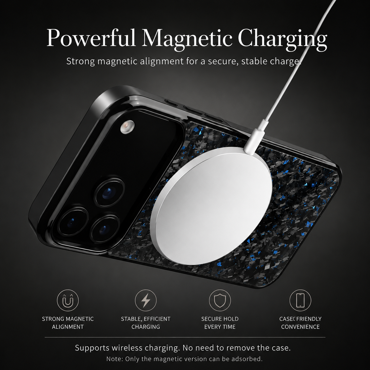 Premium iPhone Case MagSafe Compatible Real Forged Carbon Fiber Finish, TPU Hybrid Structure, Shock Resistant Non Slip Full Coverage Design