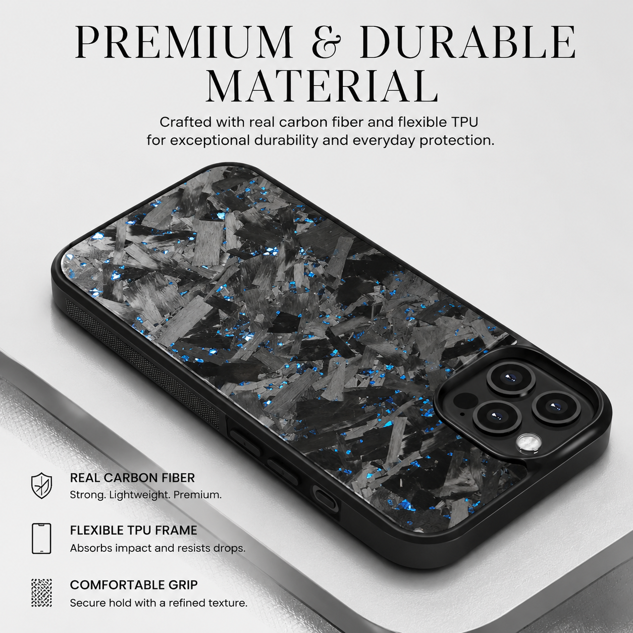 Premium iPhone Case MagSafe Compatible Real Glossy Forged Carbon Fiber Cover Shockproof TPU Hybrid Full-Coverage Magnetic Non-Slip Design