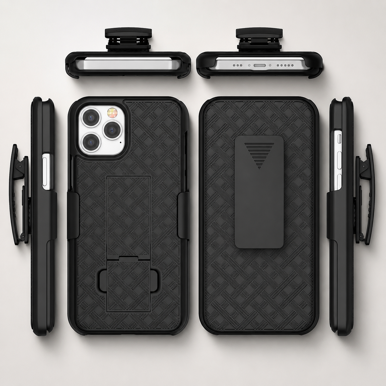 Premium iPhone Case MagSafe Compatible Rugged Armor Belt Clip Holster Kickstand Shockproof Protective Cover Camera Lens Guard Heavy Duty Texture