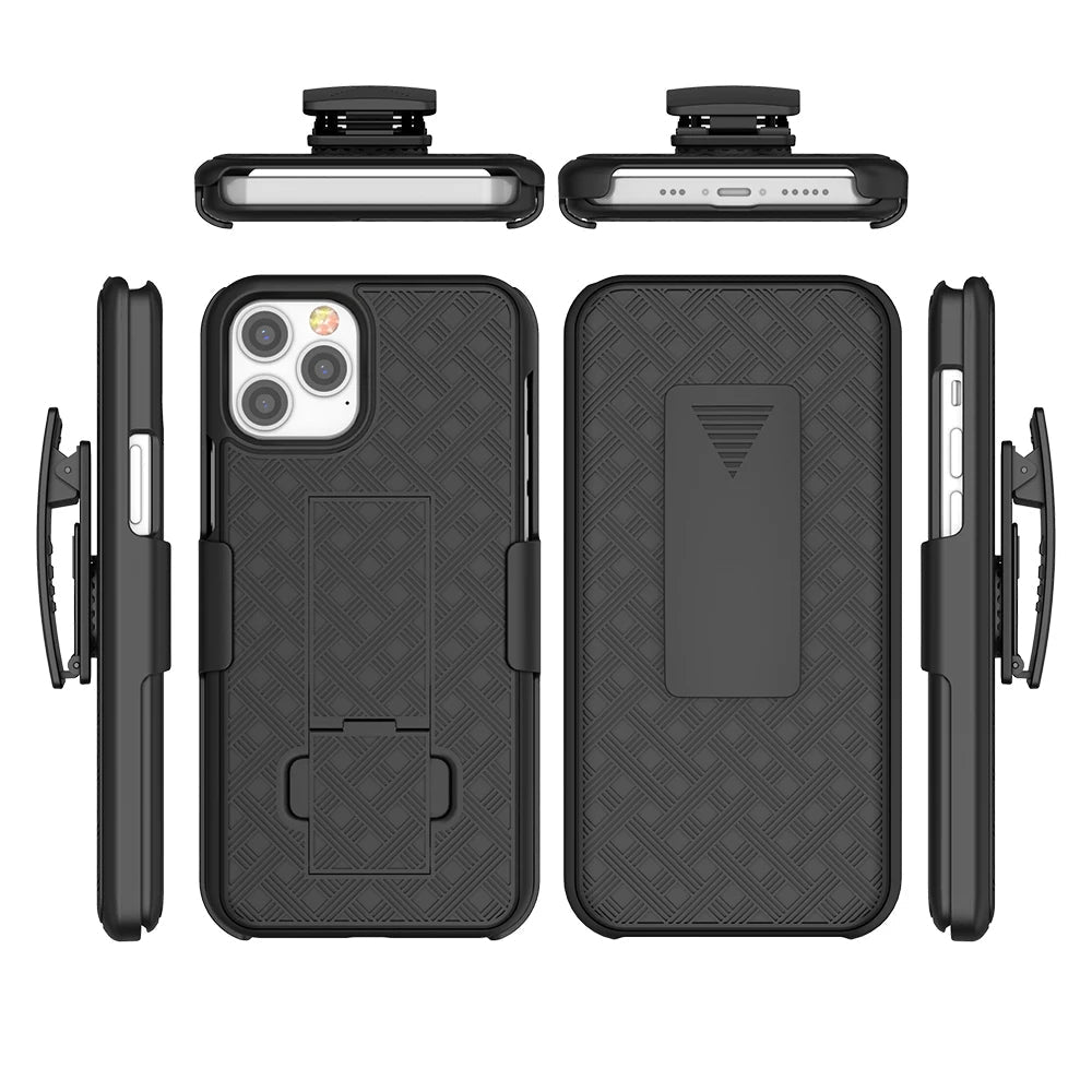 Premium iPhone Case MagSafe Compatible Rugged Armor Belt Clip Holster Kickstand Shockproof Protective Cover Camera Lens Guard Heavy Duty Texture