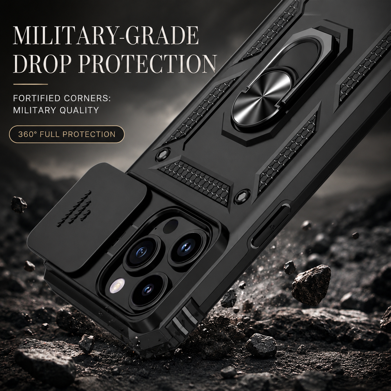 Premium iPhone Case MagSafe Compatible Rugged Armor Card Holder Kickstand Shockproof Protective Cover Camera Lens Protection Heavy Duty Design