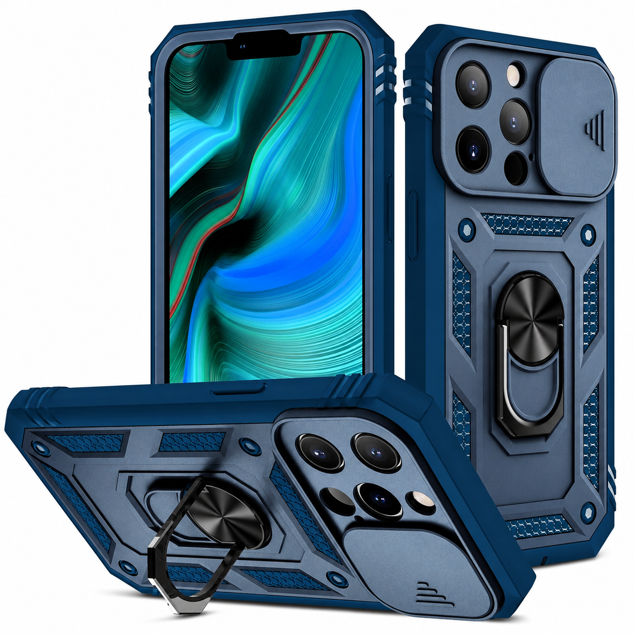 Premium iPhone Case MagSafe Compatible Rugged Armor Card Holder Kickstand Shockproof Protective Cover Camera Lens Protection Heavy Duty Design